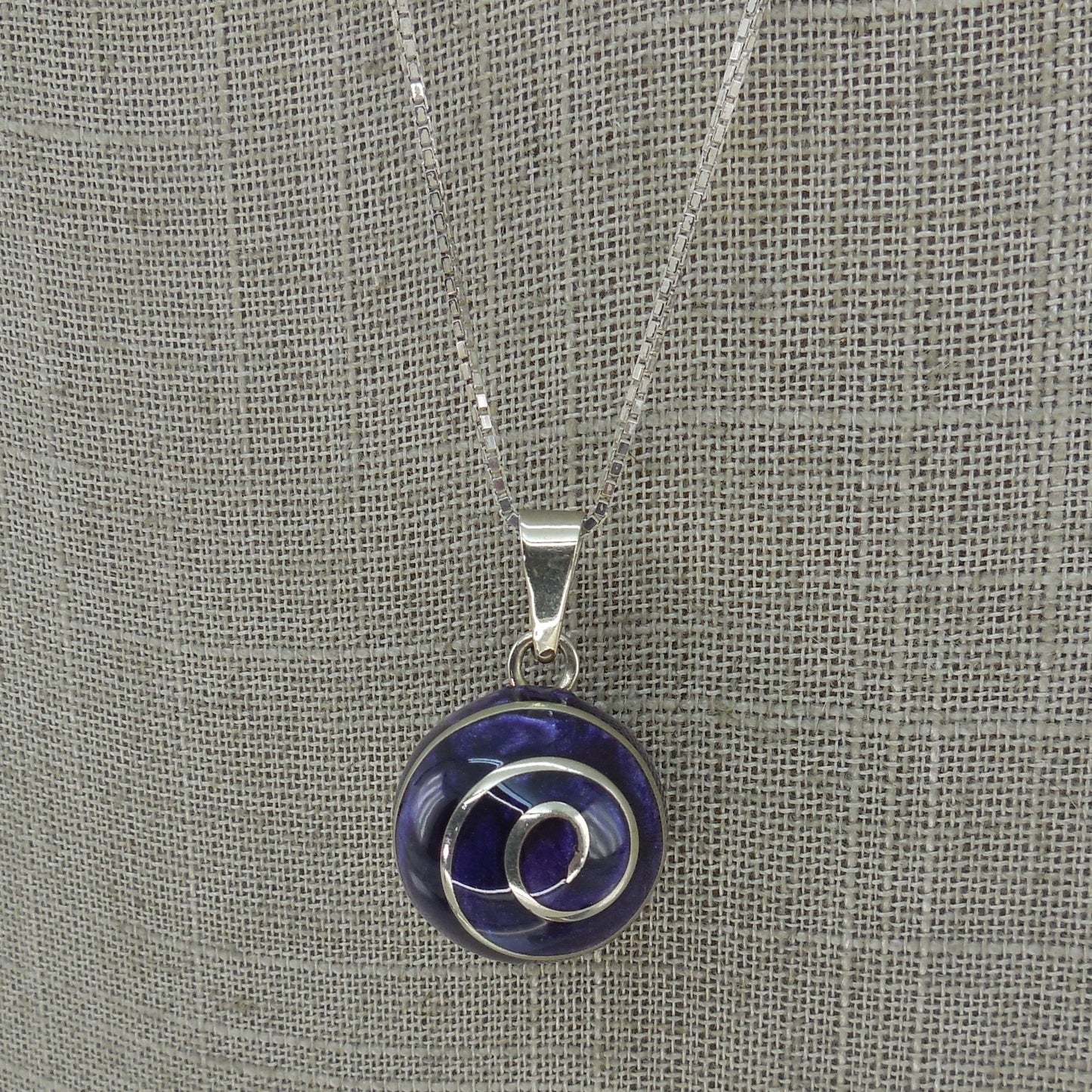Harmony Bell Sterling Silver Purple Resin Pendant Necklace 30"