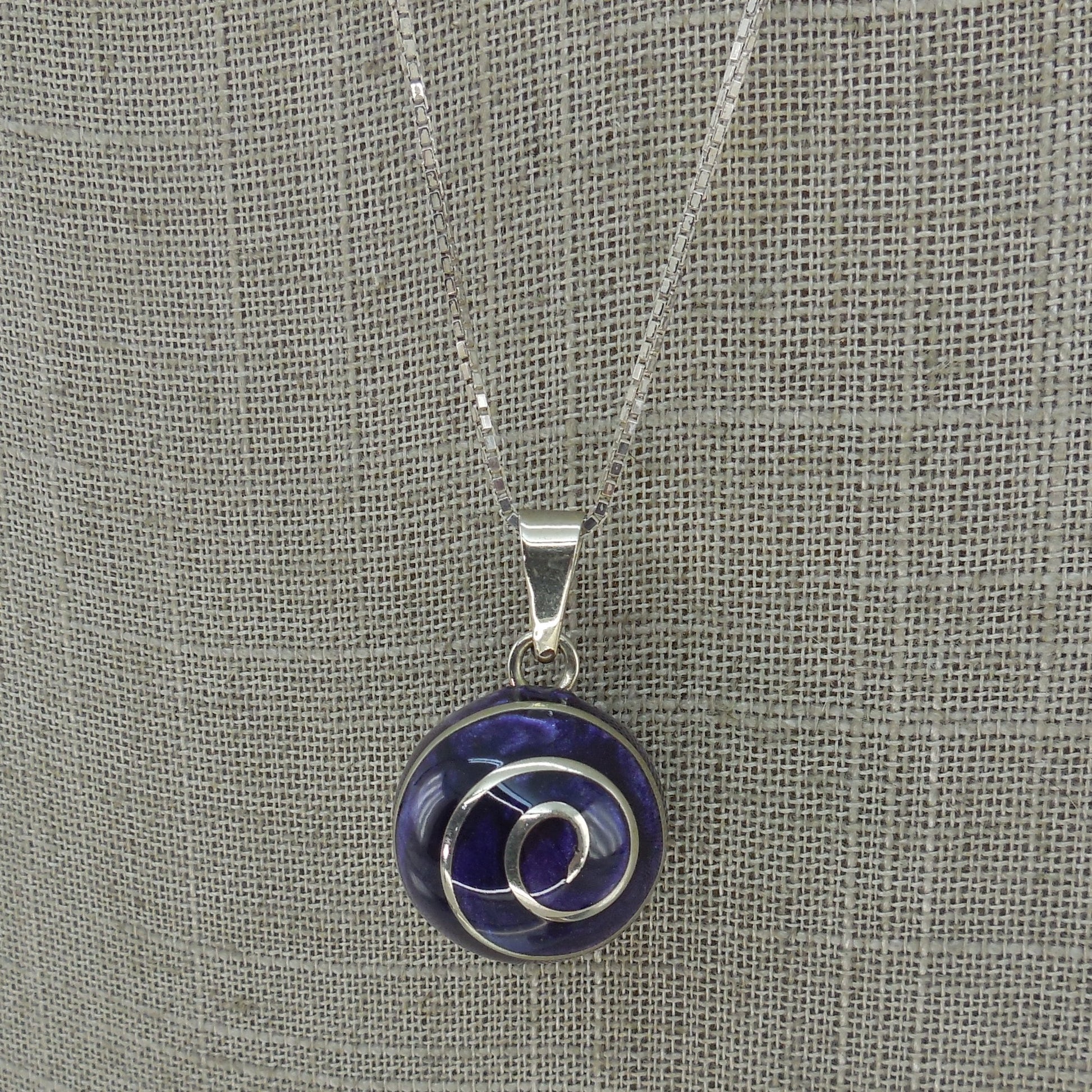 Harmony Bell Sterling Silver Purple Resin Pendant Necklace 30"