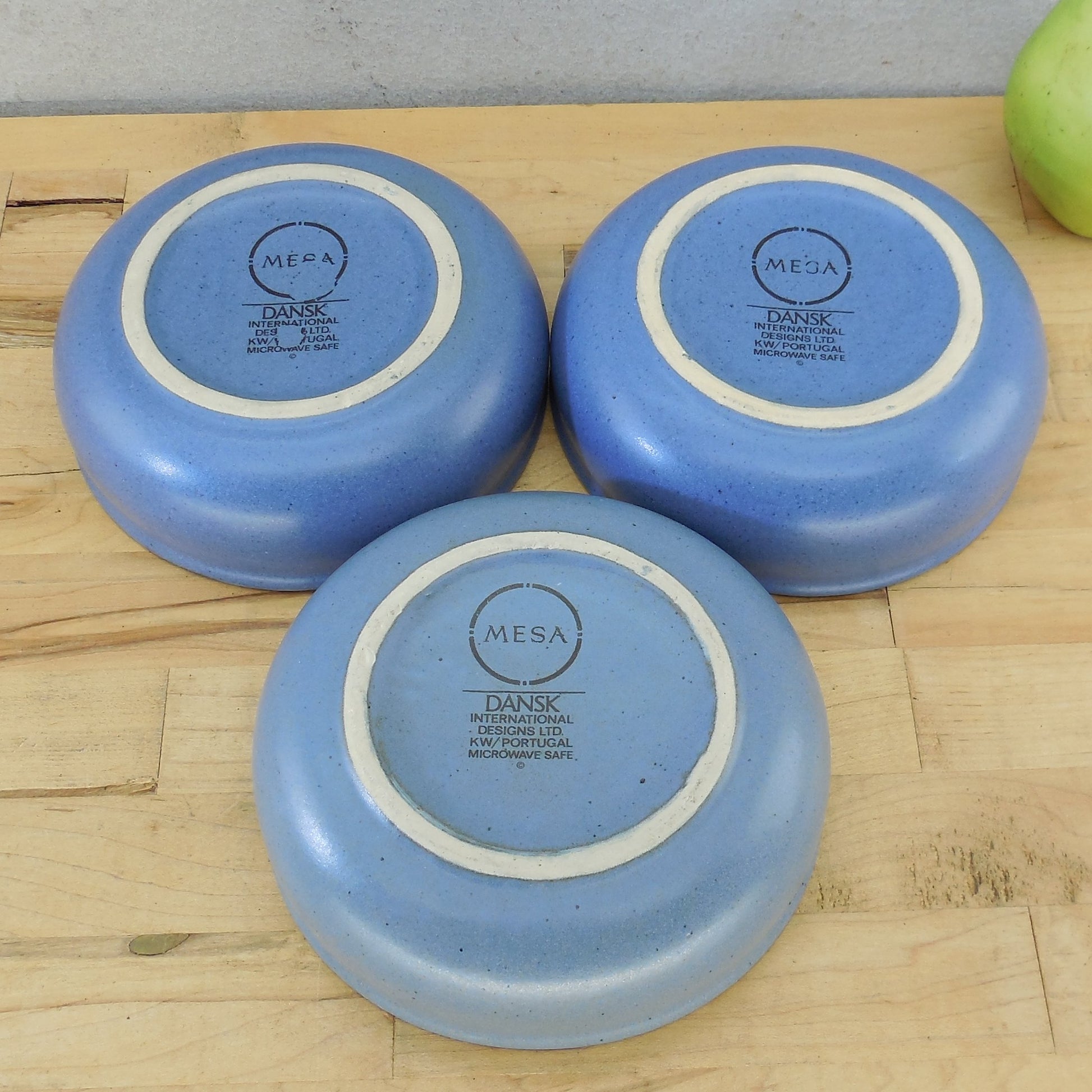 Dansk Portugal Mesa Sky Blue 3 Lot Cereal Coupe Bowls 6-1/8" Used