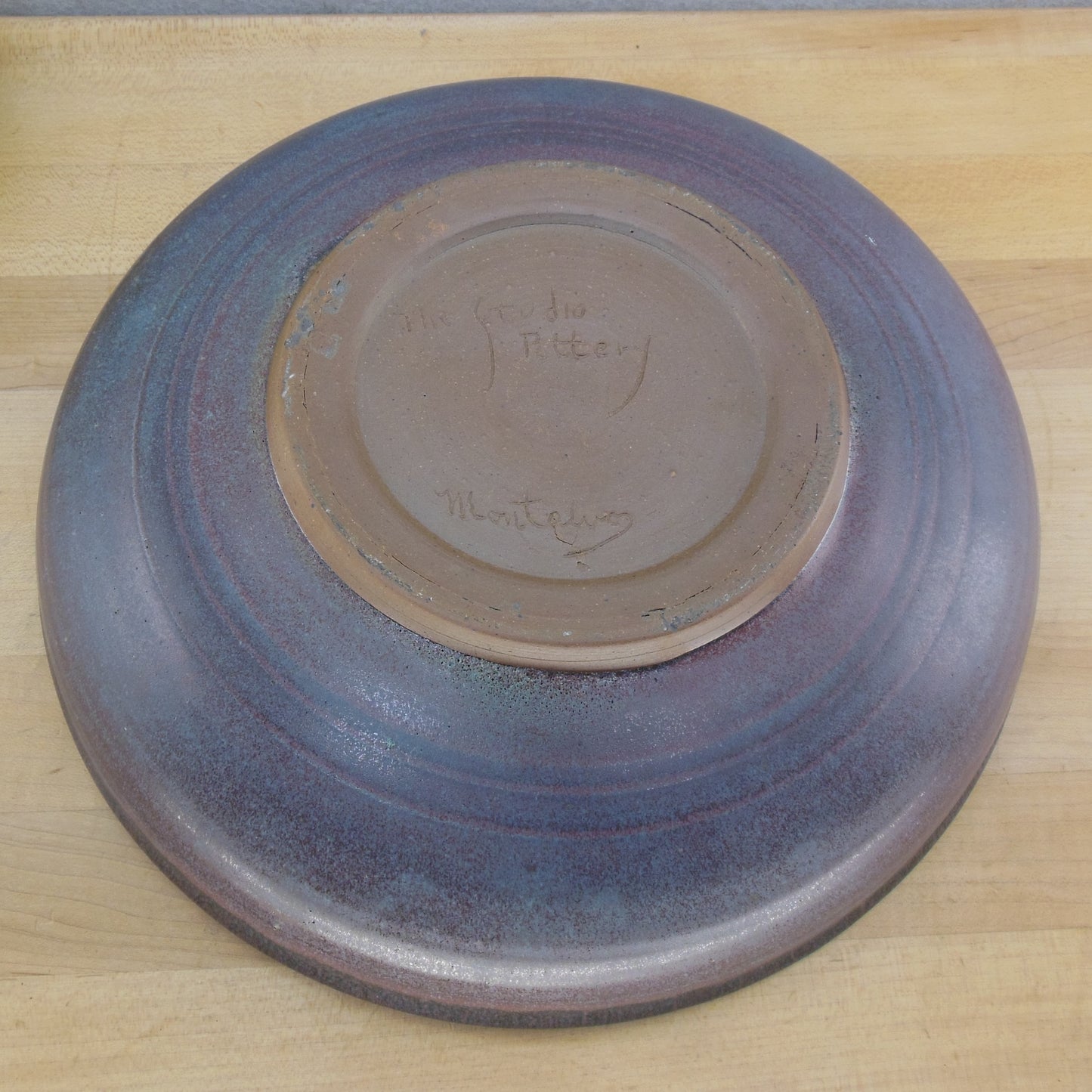 The Studio Pottery Montalvo Fruit Serving Bowl 11.5" Mauve Purple bottom view