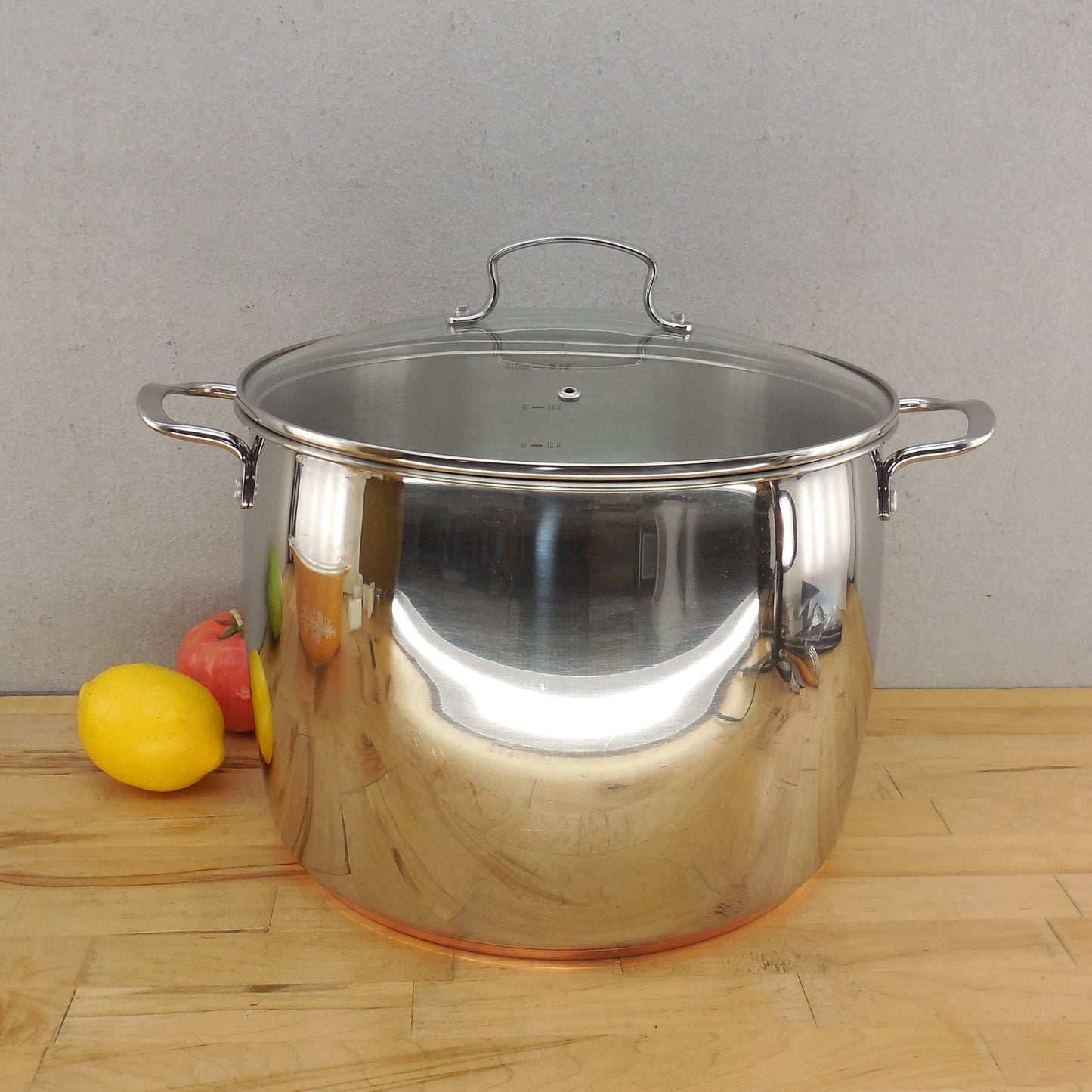 Pioneer Woman 16 Quart Stainless Stock Pot Glass Lid Copper Bottom