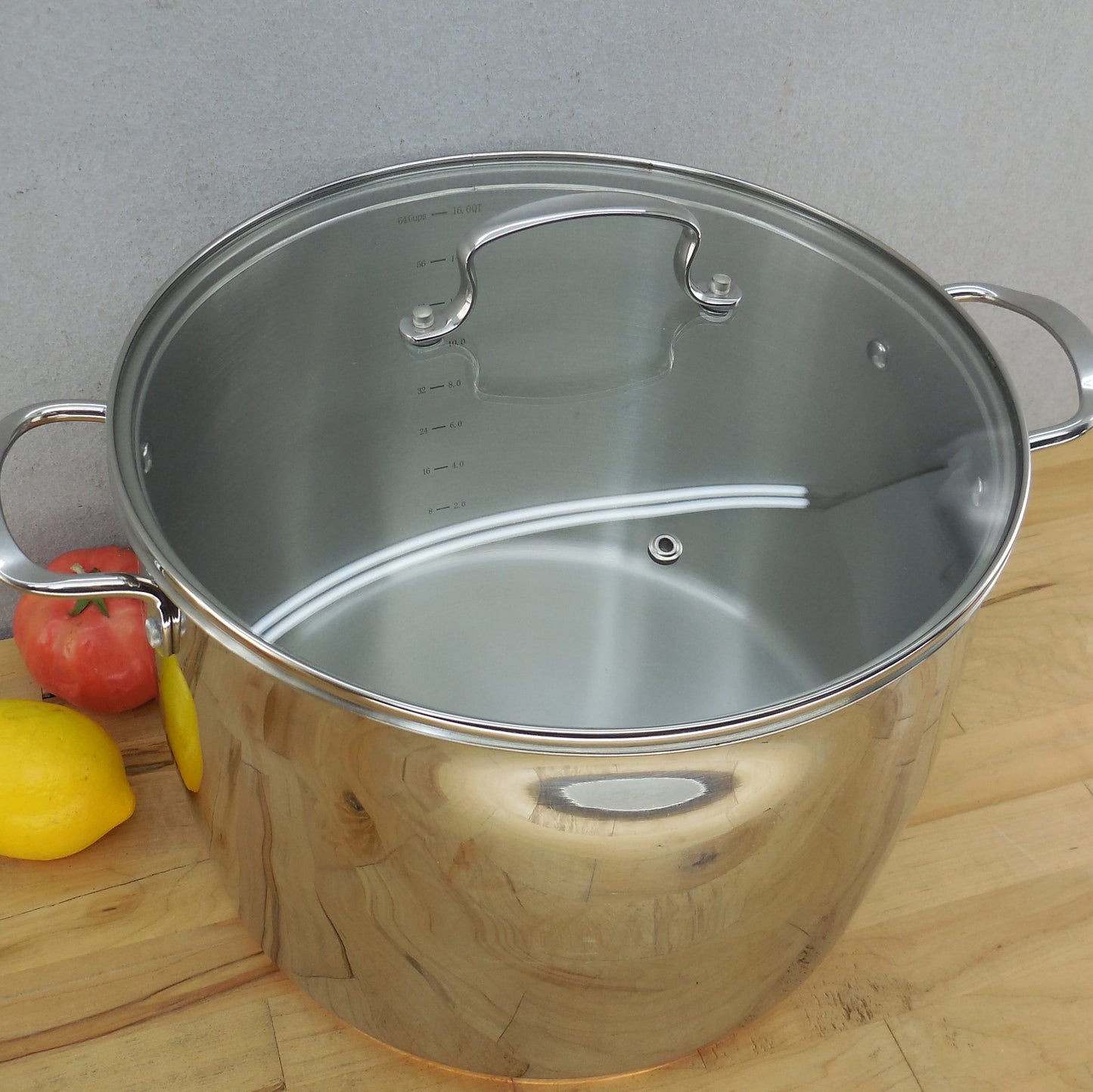 Pioneer Woman 16 Quart Stainless Stock Pot Glass Lid Copper Bottom Cover