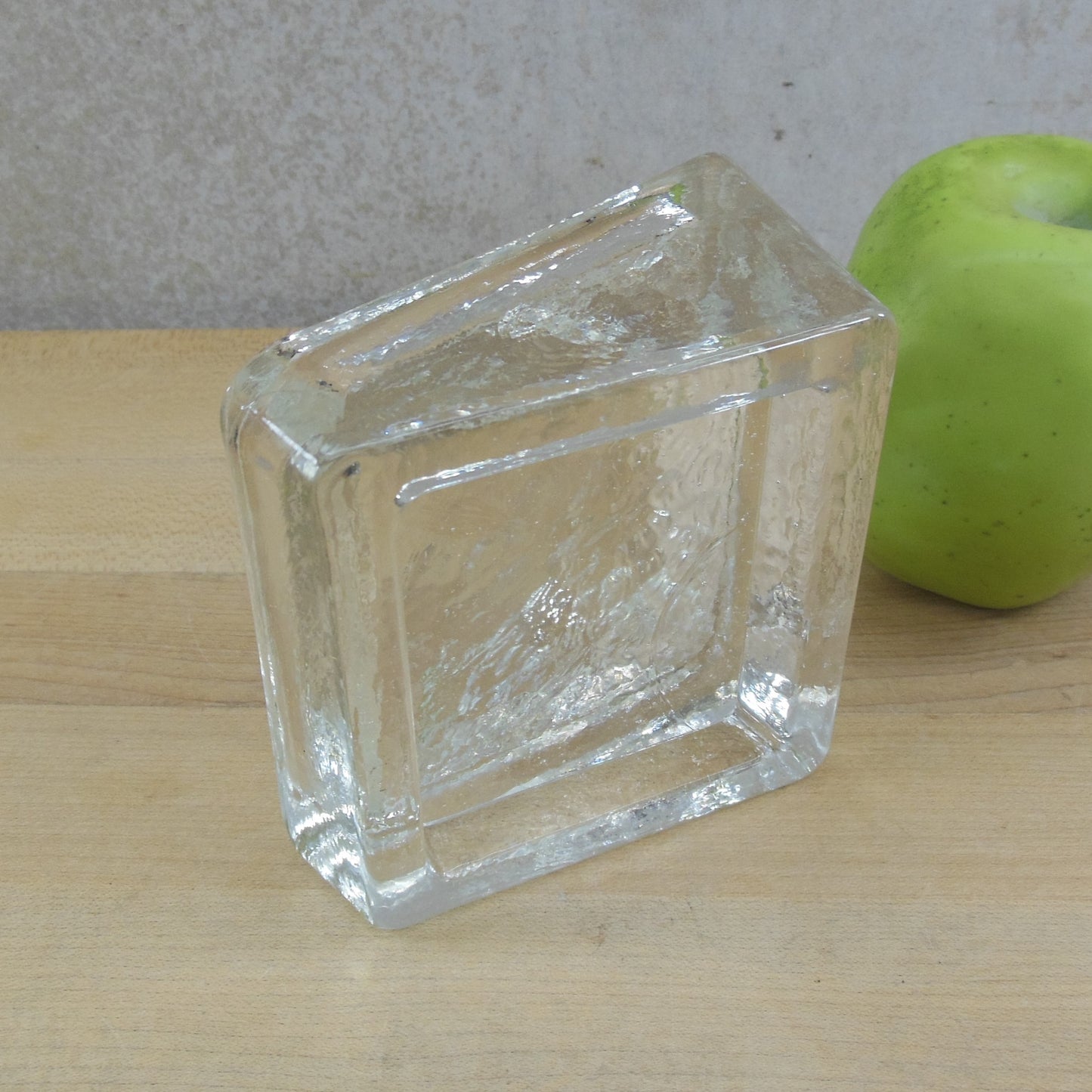 Clear Angle Glass Paperweight Paper Clip Trinket Ring Holder used
