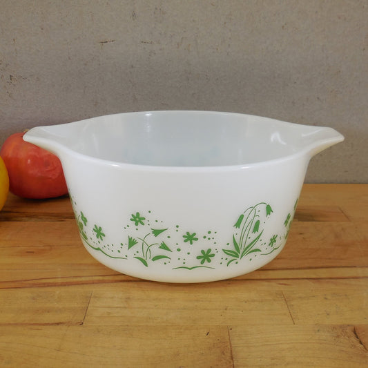 Pyrex Bride's 1.5 Qt Casserole Promotional Spring Green Flowers 474-B No Lid