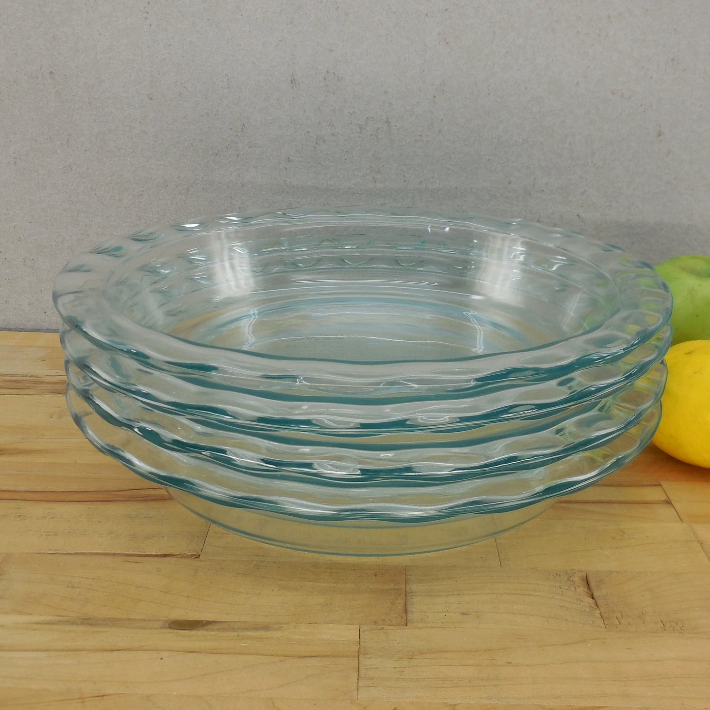 Pyrex USA Blue Tint Glass Pie Plate C290 Easy Grab Blue Tint 9.5" - 4 Lot
