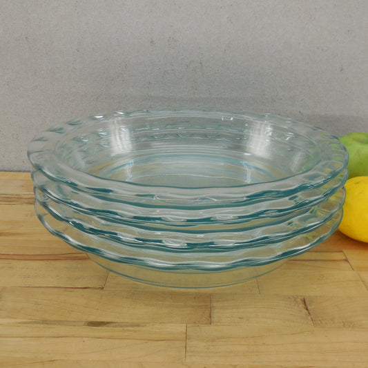 Pyrex USA Blue Tint Glass Pie Plate C290 Easy Grab Blue Tint 9.5" - 4 Lot