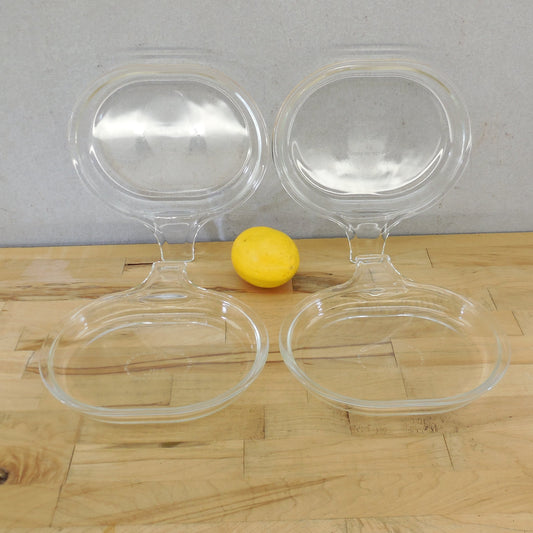 Pyrex Corning Clear Glass Set of 4 Grab It Single Serve Microwave Plate 600-B Vintage