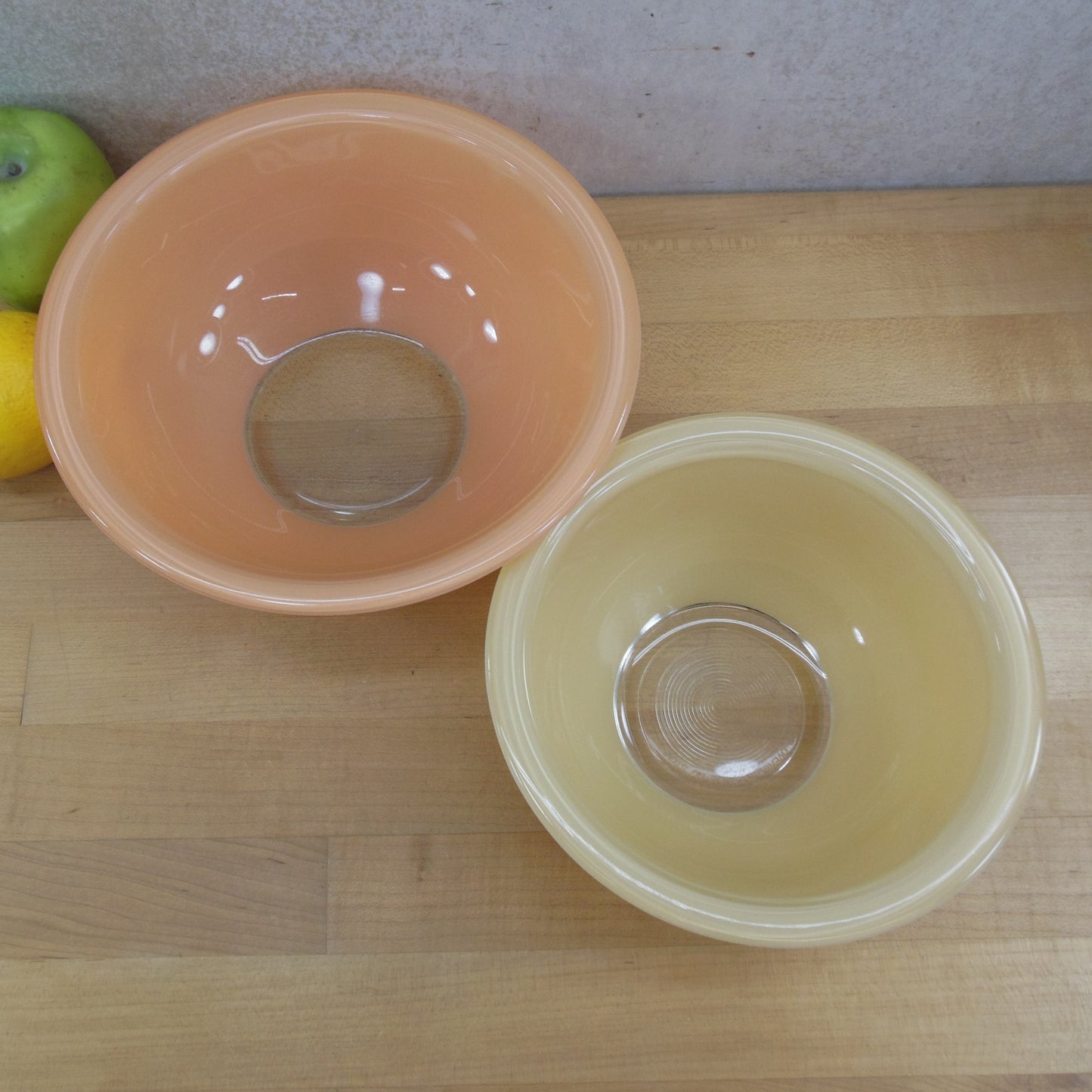 Pyrex Glass Autumn Rainbow Mixing Bowls Yellow Peach 322 323 1L 1.5L