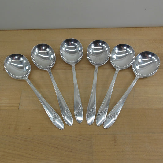 Oneida Community Tudor Silver Plate Queen Bess II - 6 Set Gumbo Spoons Vintage 1946