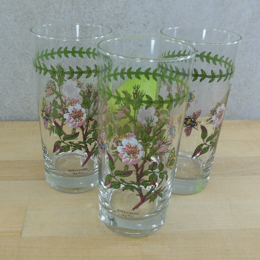 Portmeirion Botanic Garden 16 oz. Tumbler Drink Glass 3 Set - Dog Rose vintage