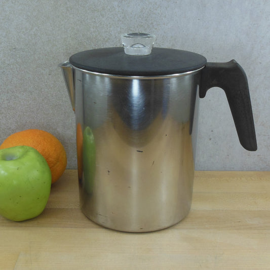Revere Ware 8 Cup Stainless Coffee Percolator Pot Bakelite Lid Rare