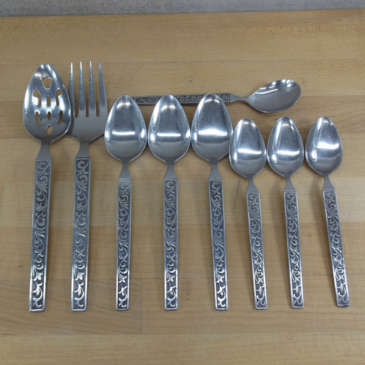 Riviera Japan Monterey Stainless Flatware 9 Piece Lot Spoons Serving