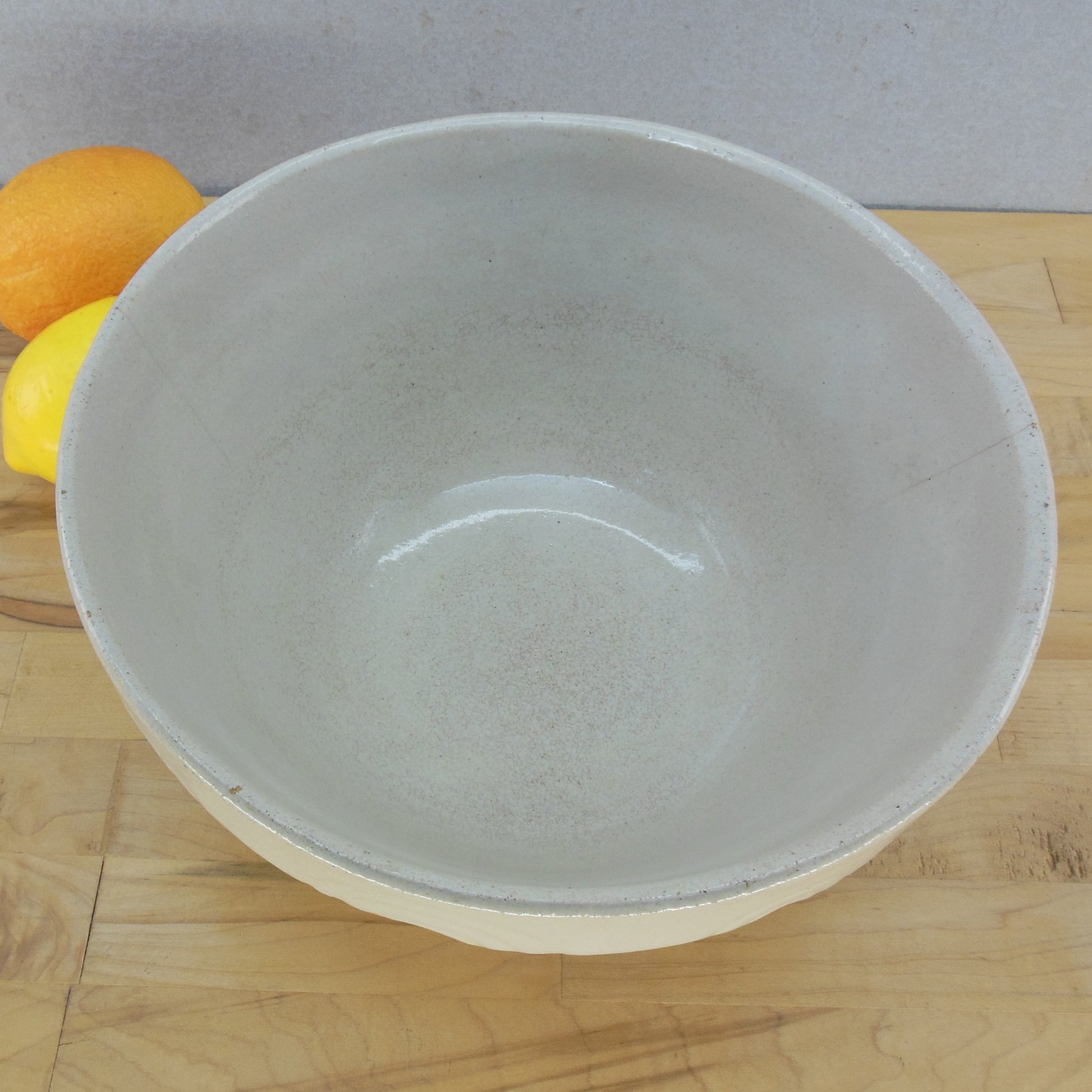 R.R.P Ransbottom Roseville Stoneware Pottery Mixing Bowl Blue Stripe White Vintage