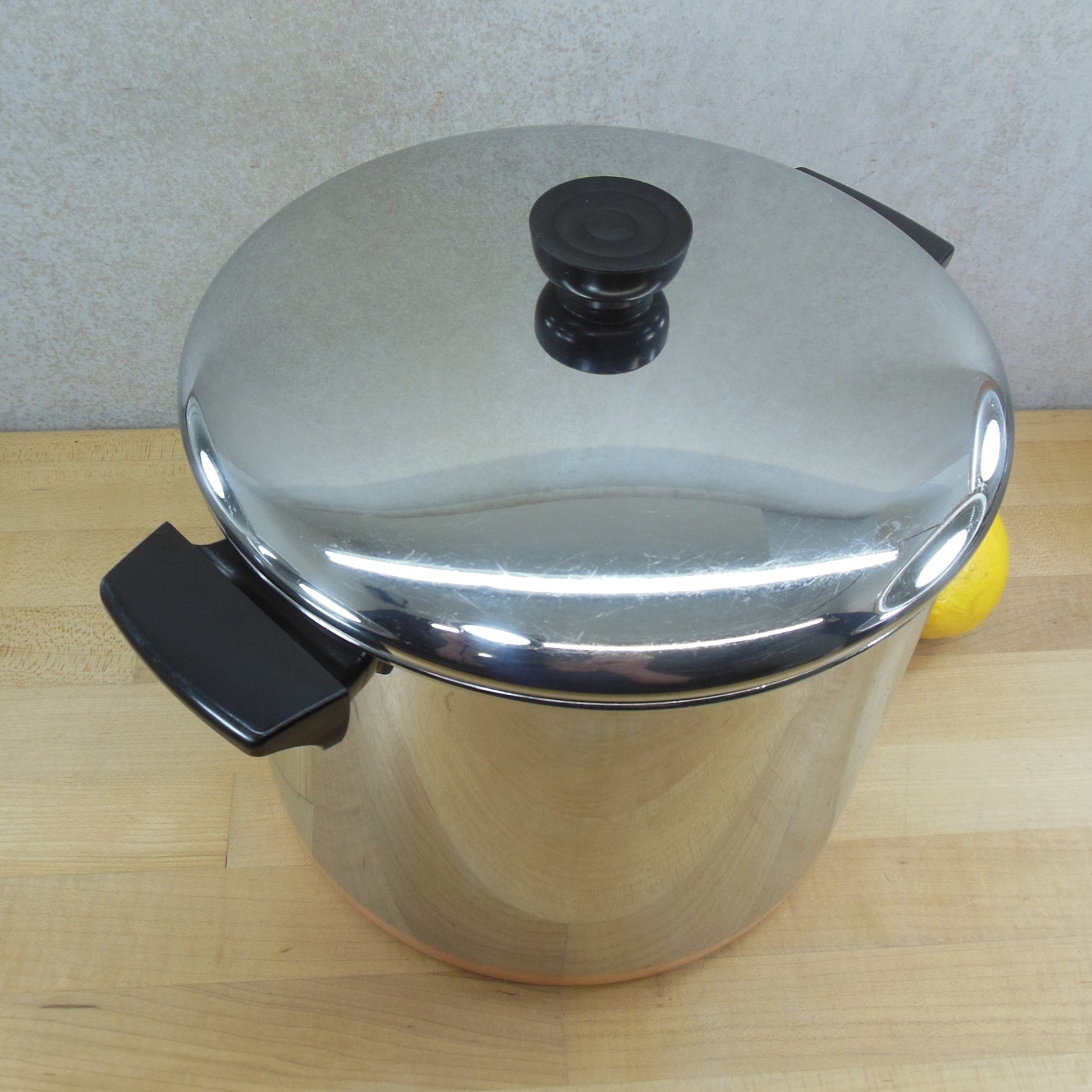 Revere Ware 1991 USA 8 Quart Tall Stock Pot Stainless Copper Clad 1428 Vintage