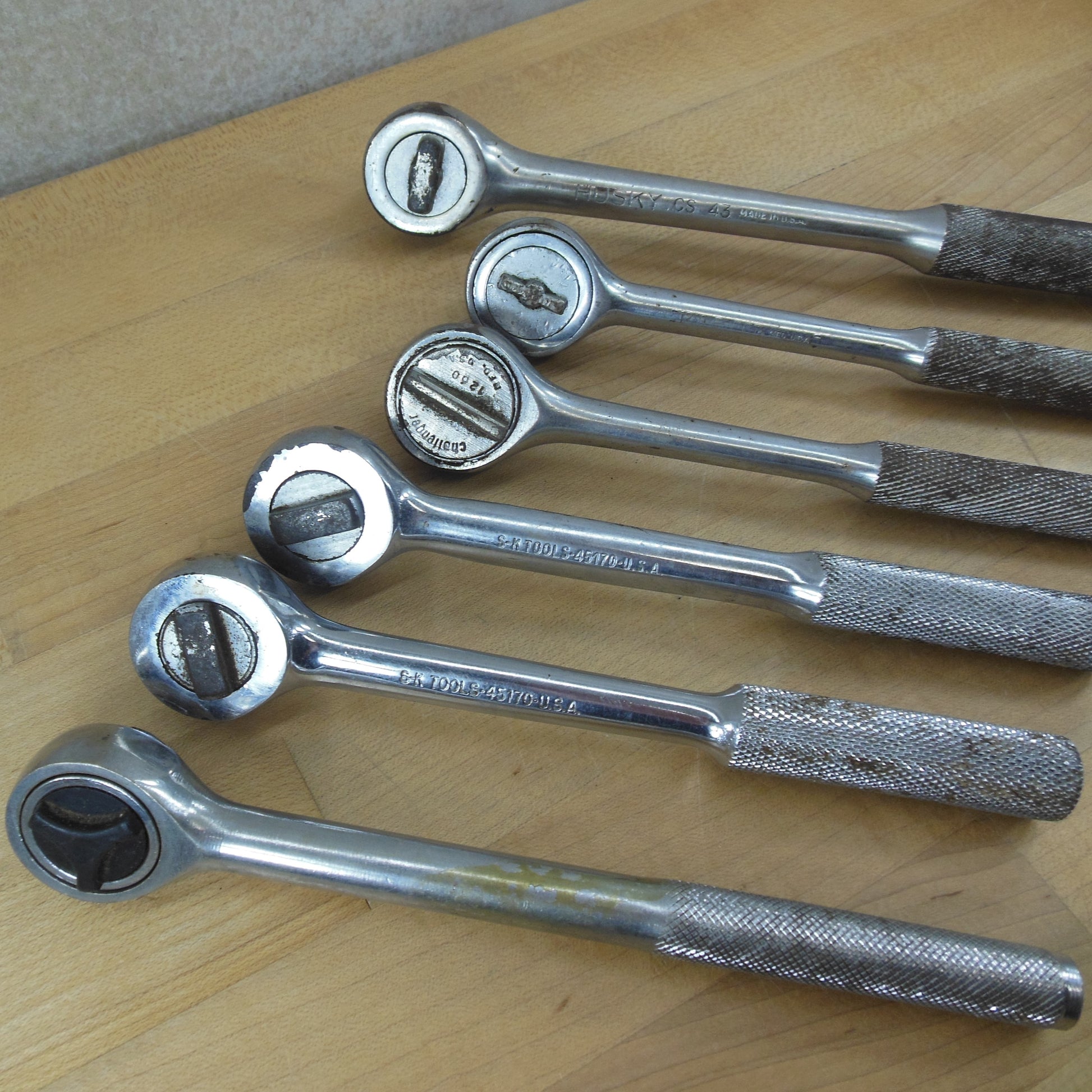 Socket Rachet Wrench 6 Lot 3/8" 1/2" Drive - Husky SK Fleet Challenger used