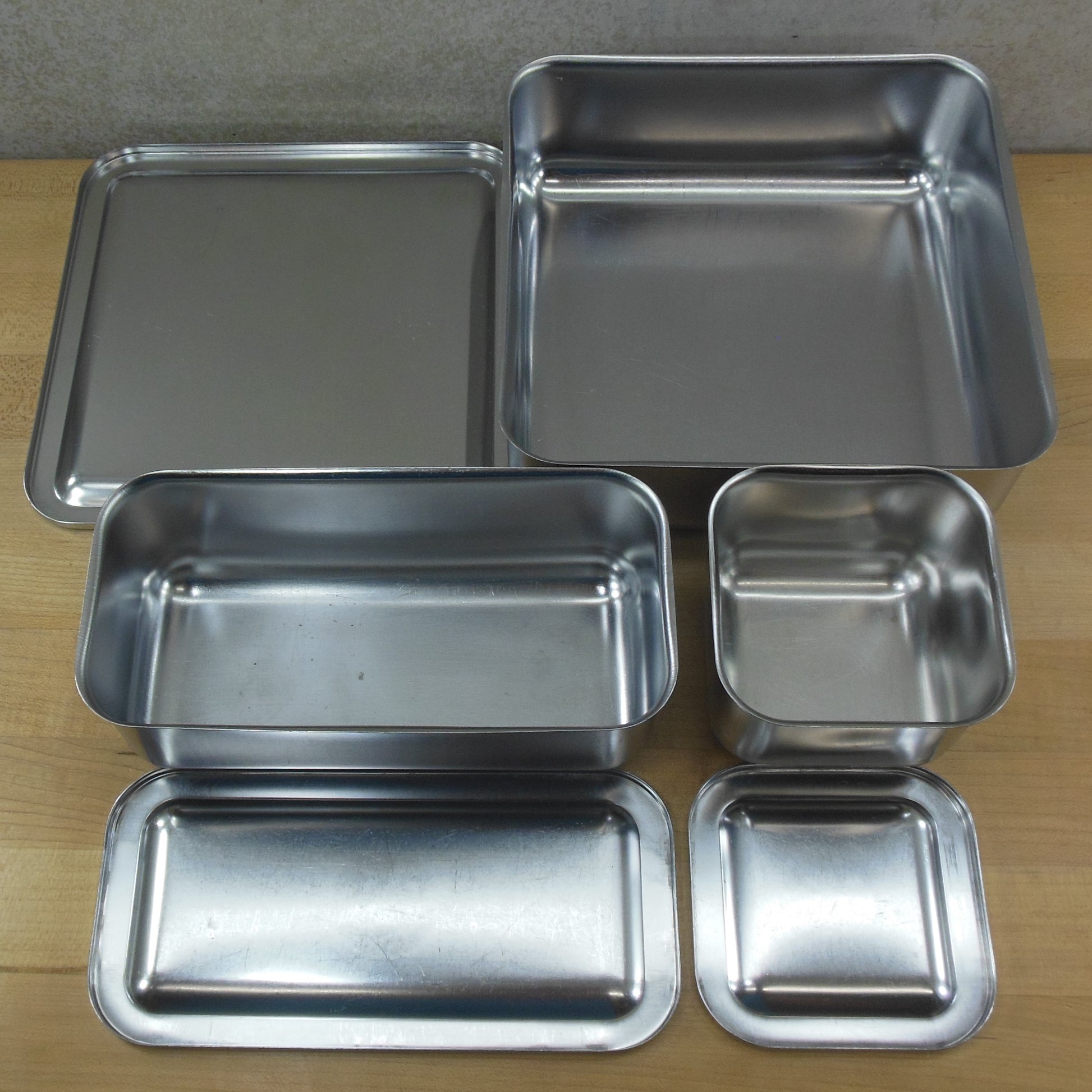 Revere Ware Stainless 3 Set Refrigerator Dishes Storage Containers vintage