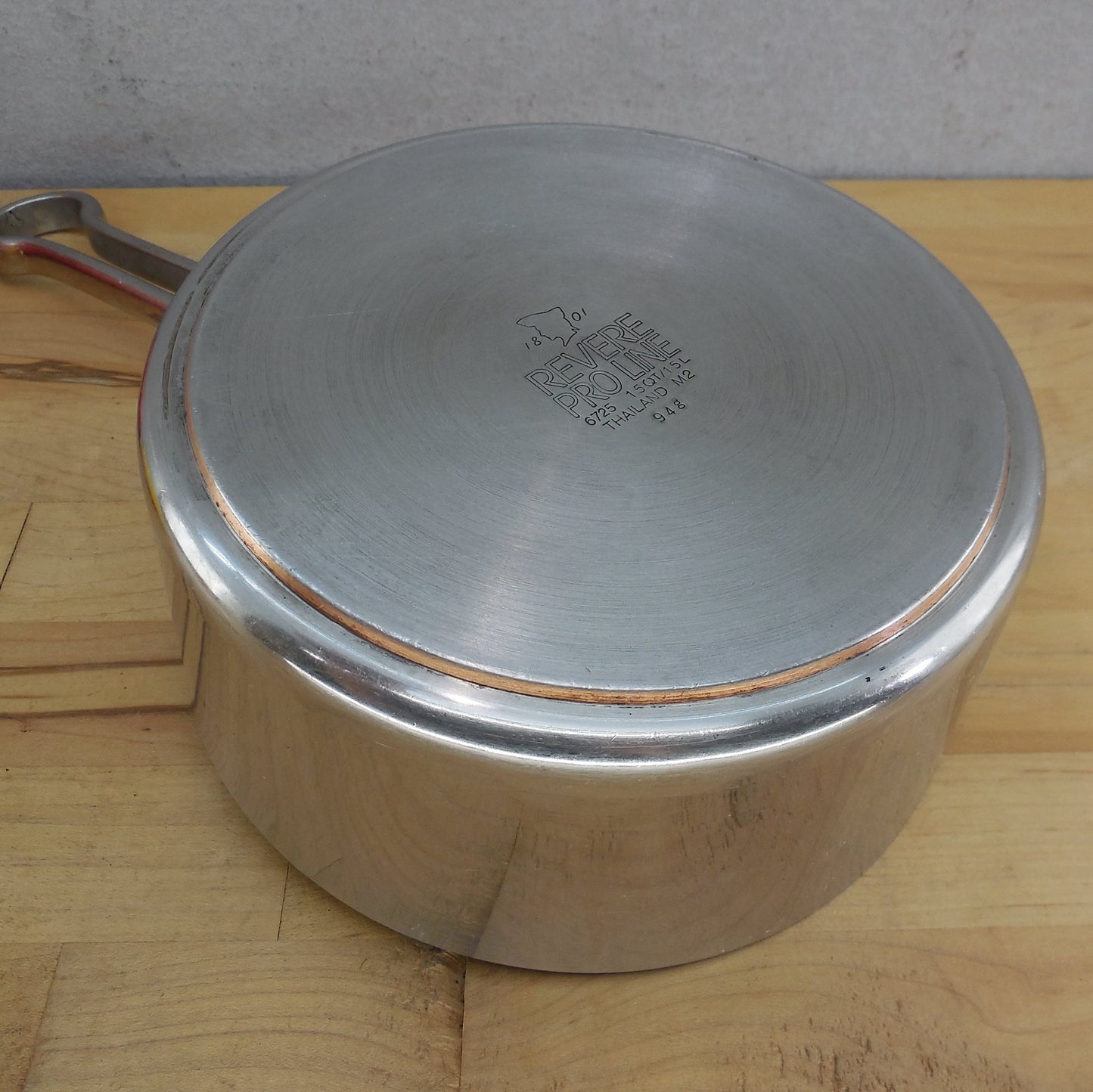 Revere Ware Pro-Line 1994 Stainless 1.5 Quart Saucepan 6725 Thailand Restored Copper Disc