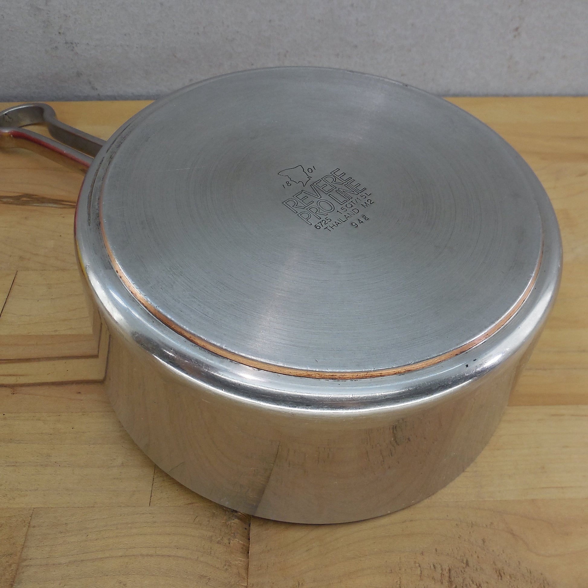 Revere Ware Pro-Line 1994 Stainless 1.5 Quart Saucepan 6725 Thailand Restored Copper Disc