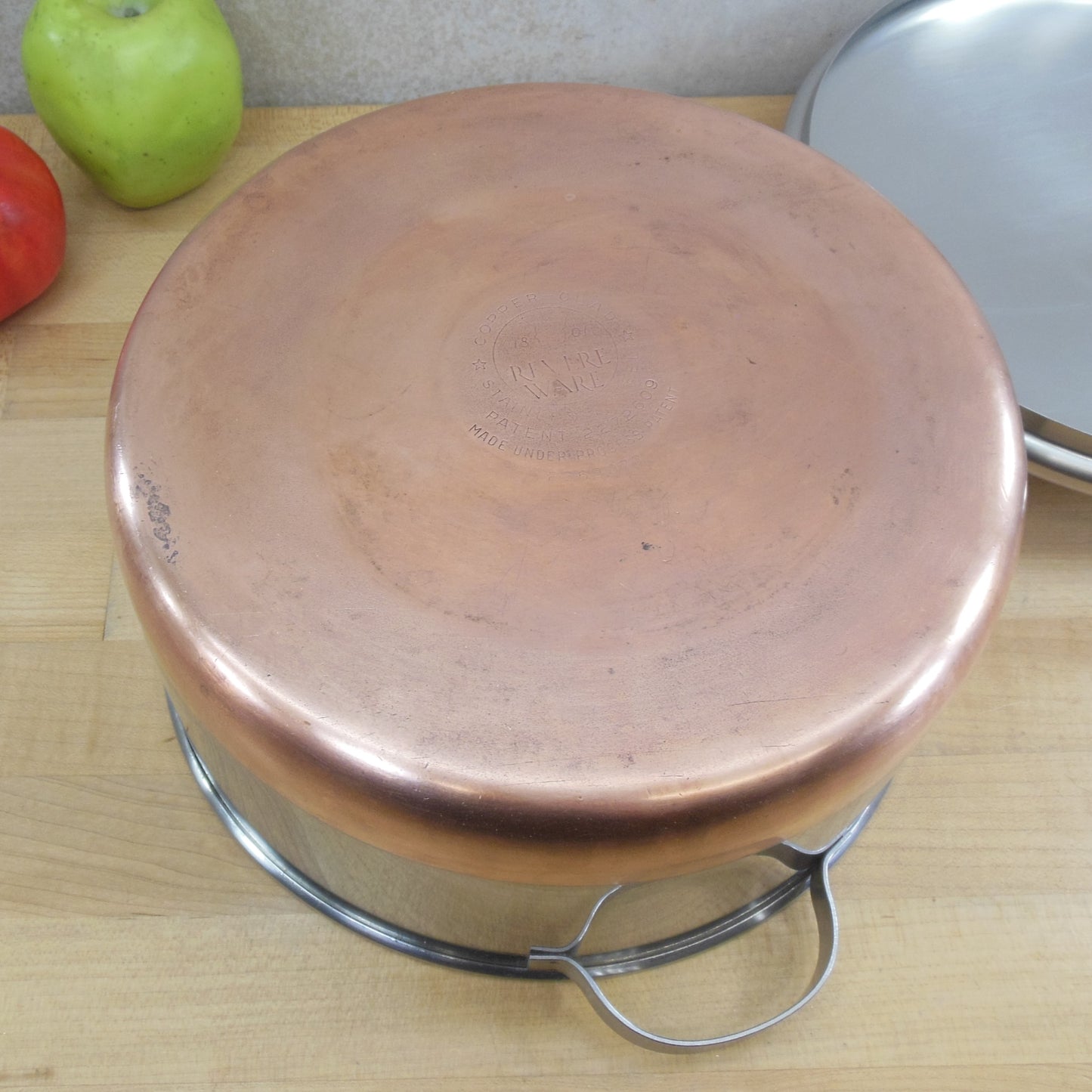 Revere Ware Copper Clad Stainless 4.5 Quart Stock Pot Steel Metal Handles Cleaned Polished