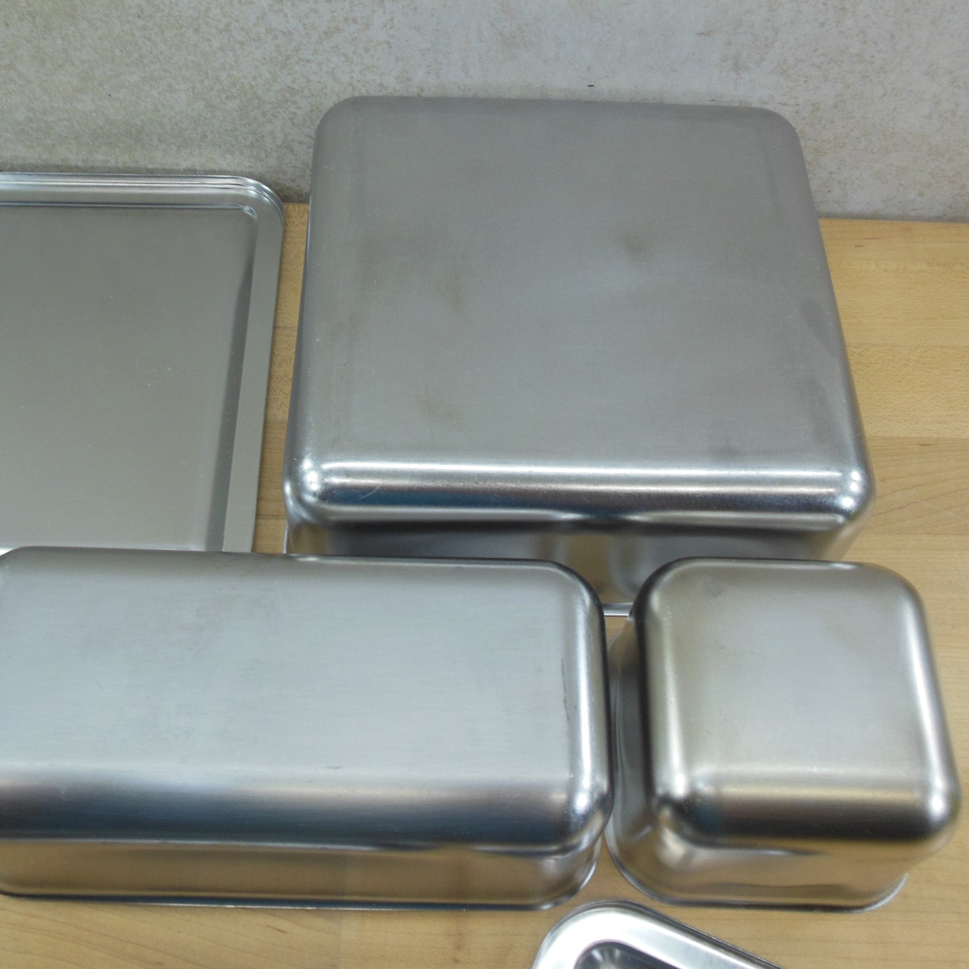 Revere Ware Stainless 3 Set Refrigerator Dishes Storage Containers steel