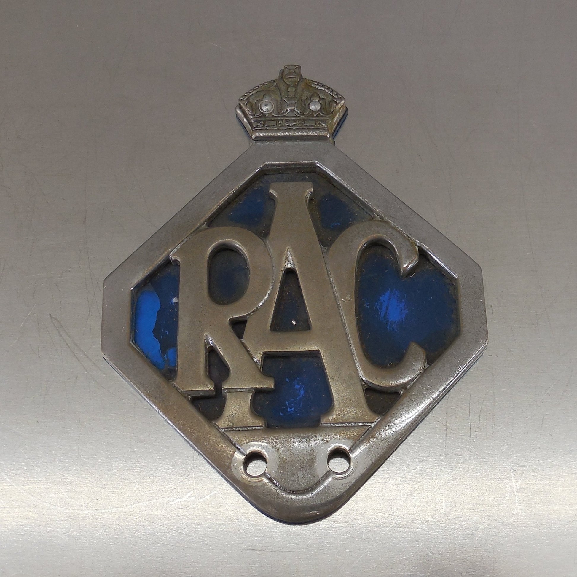 Royal Auto Club RAC Metal Car Badge Emblem Blue Chrome