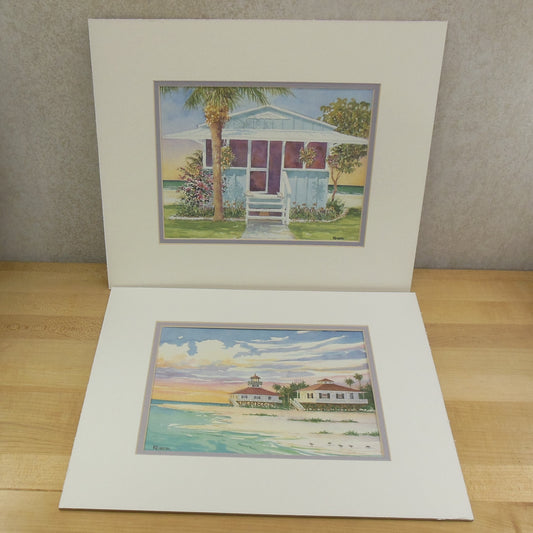 Robert Reiber Florida Lithographs Boca Grande Lighthouse & Blue Cottage