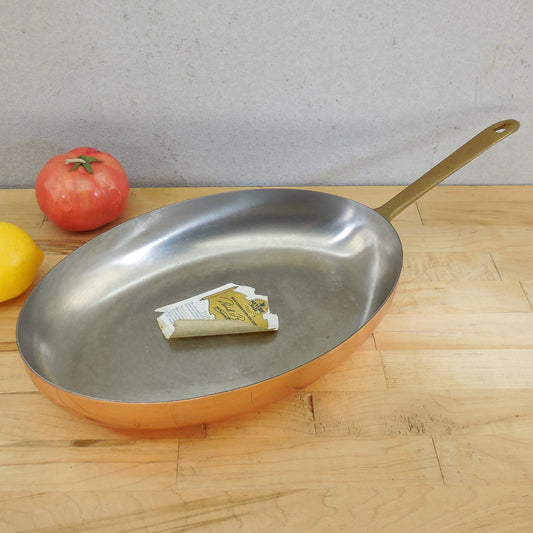 Revere Ware Limited Special Edition Copper Brass Oval Omelet Fish Pan Unused