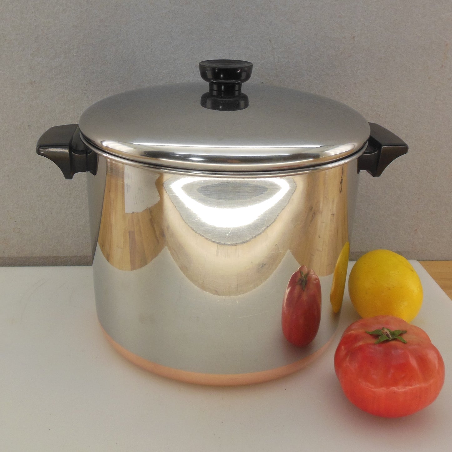 Revere Ware 1988 USA 8 Quart Tall Stock Pot Stainless Copper Clad 1428