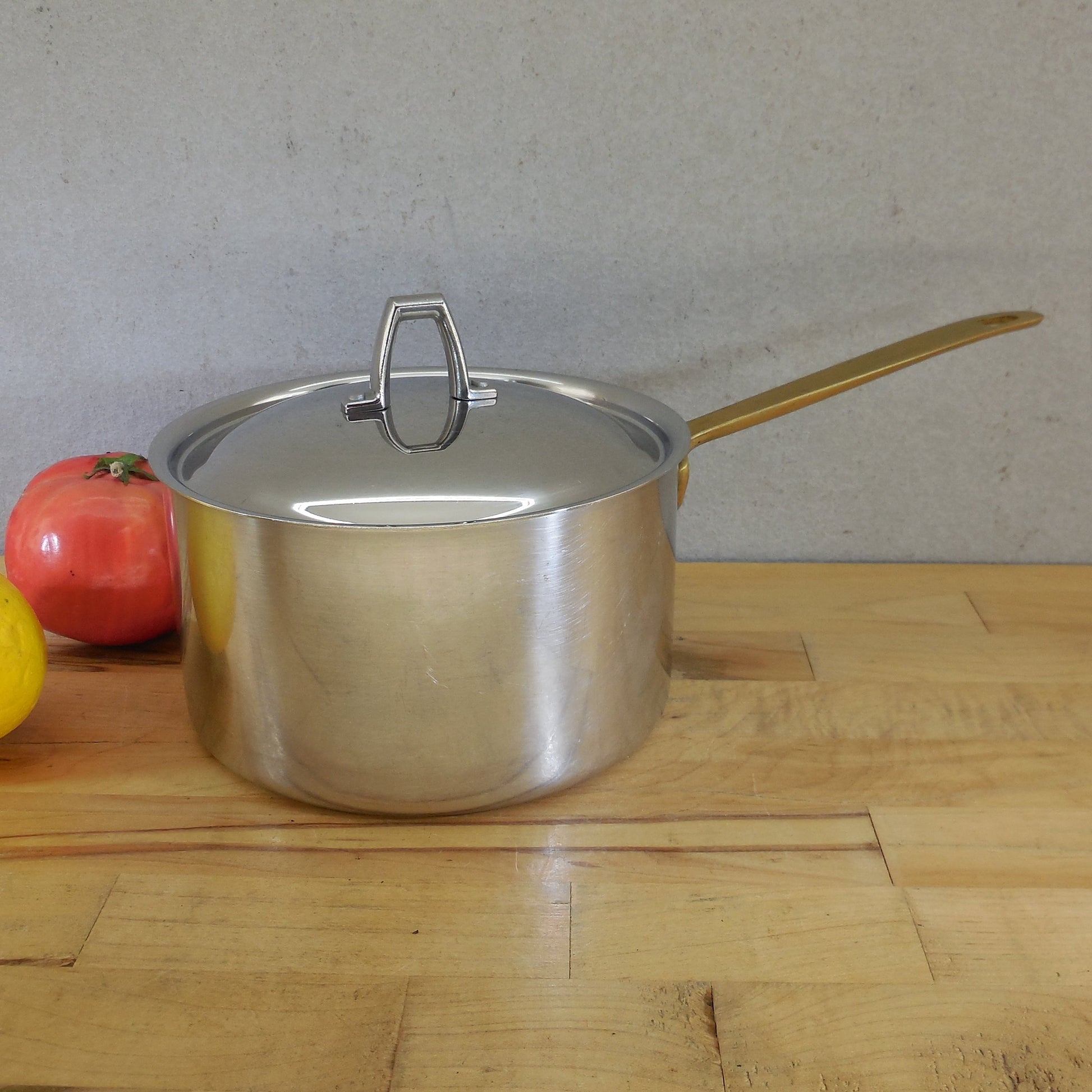 Revere Ware Limited Edition 2 Quart Saucepan & Lid Stainless Copper Core Brass