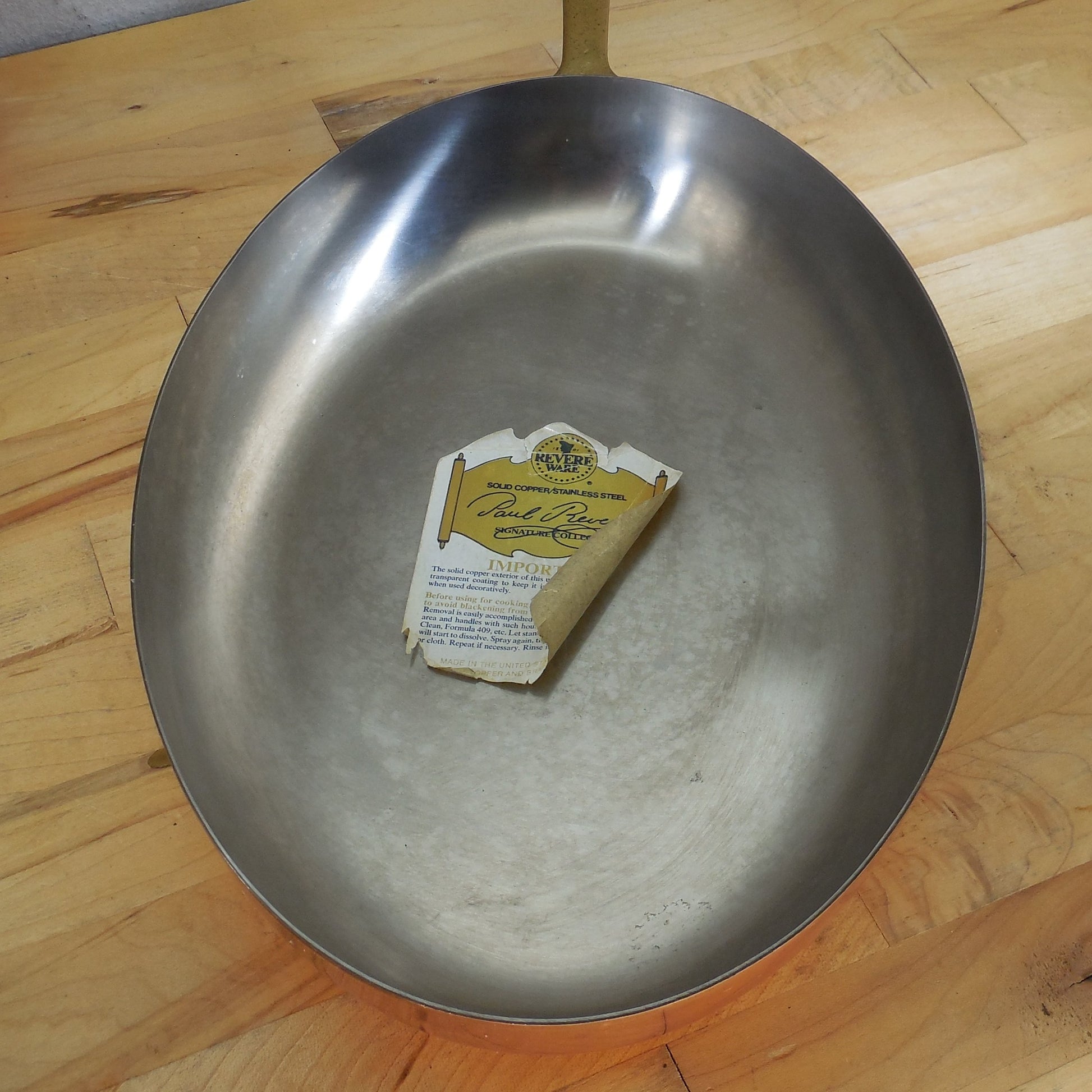 Revere Ware Limited Special Edition Copper Brass Oval Omelet Fish Pan Unused Label