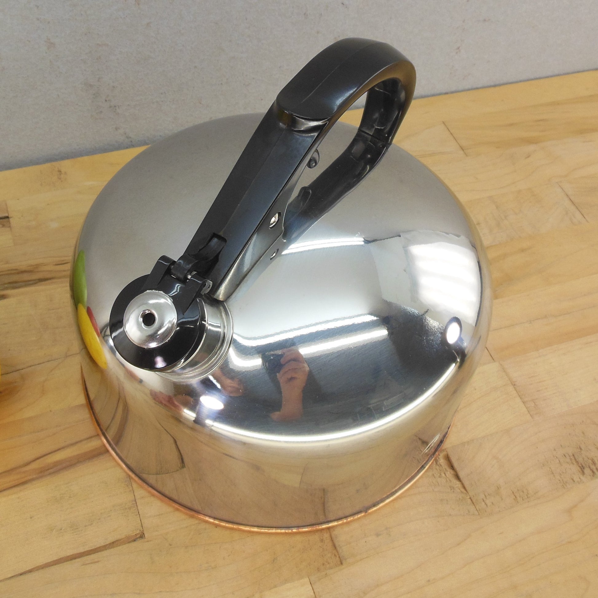 Revere Ware Signature 1996 Water Tea Kettle 2 Quart Stainless Copper Used