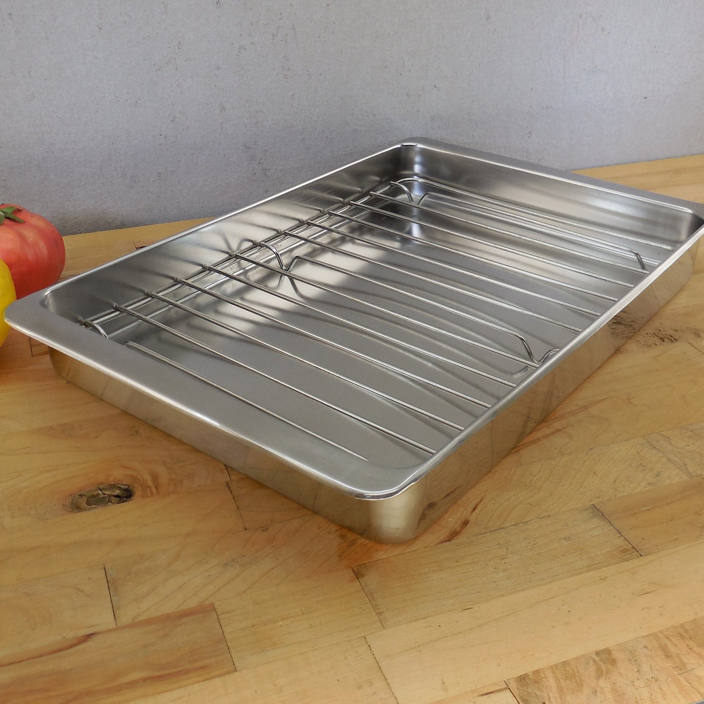 Revere Ware 2525 Stainless Baking Roasting Pan 5 1/2 Qt - 15¼ x 10½ x 2” Rack 1989