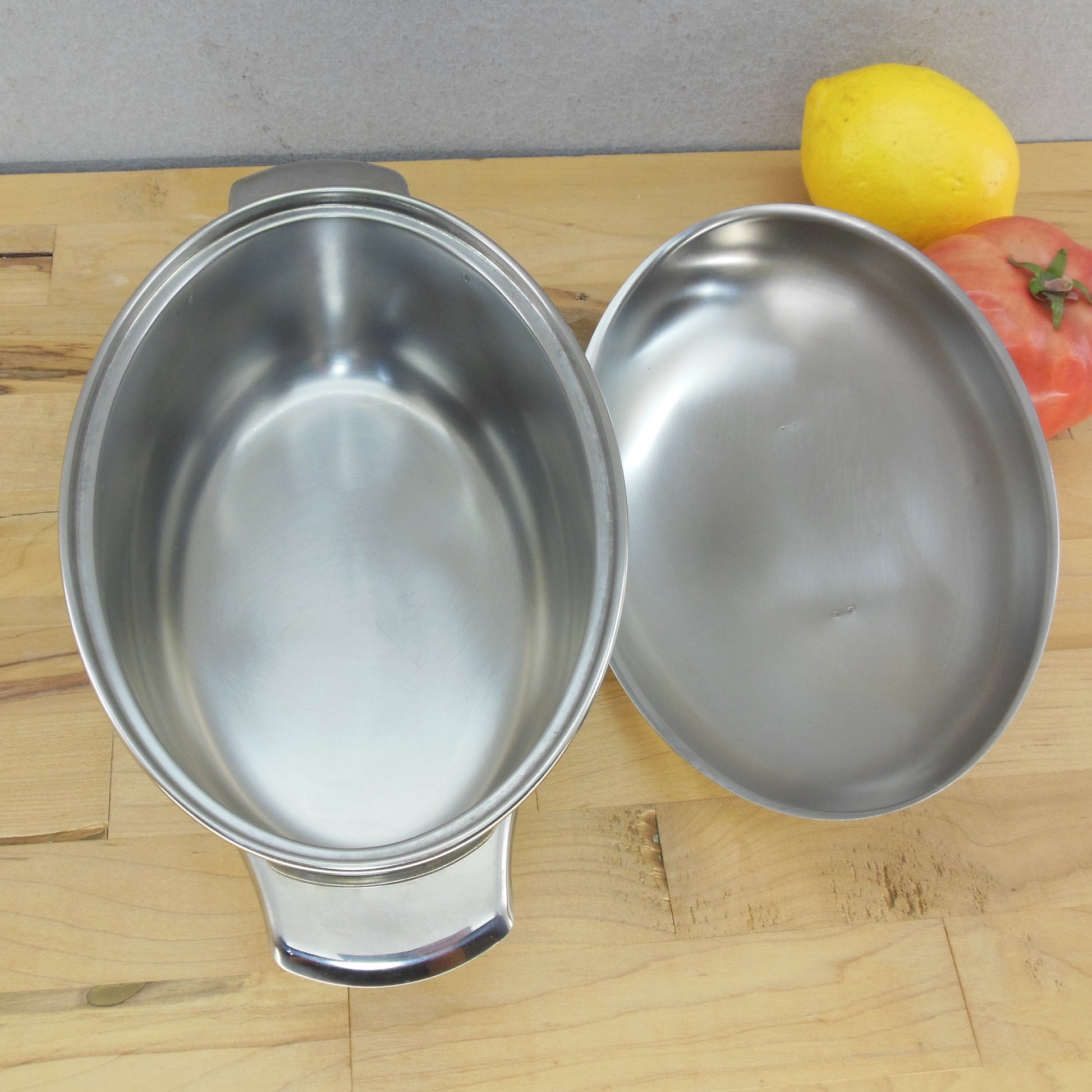 Revere Ware 1950's Stainless Steel Mini Oval Roaster Pot & Lid 1 Quart Used