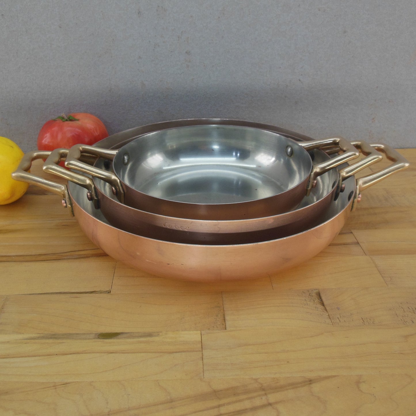 Cobre Chile Copper Tin Brass Round Au Gratin Pan Set