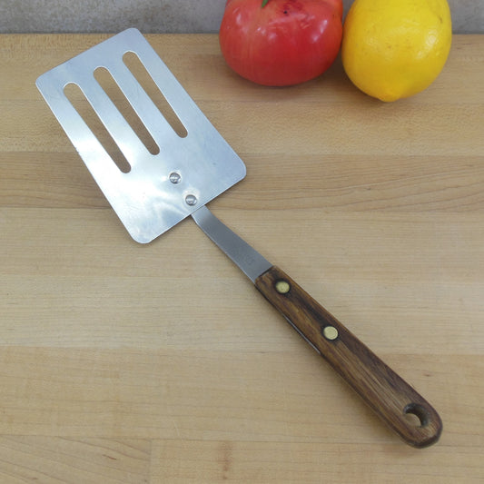 Robinson USA Stainless Short Small Slotted Spatula 10.75" Wood Handle