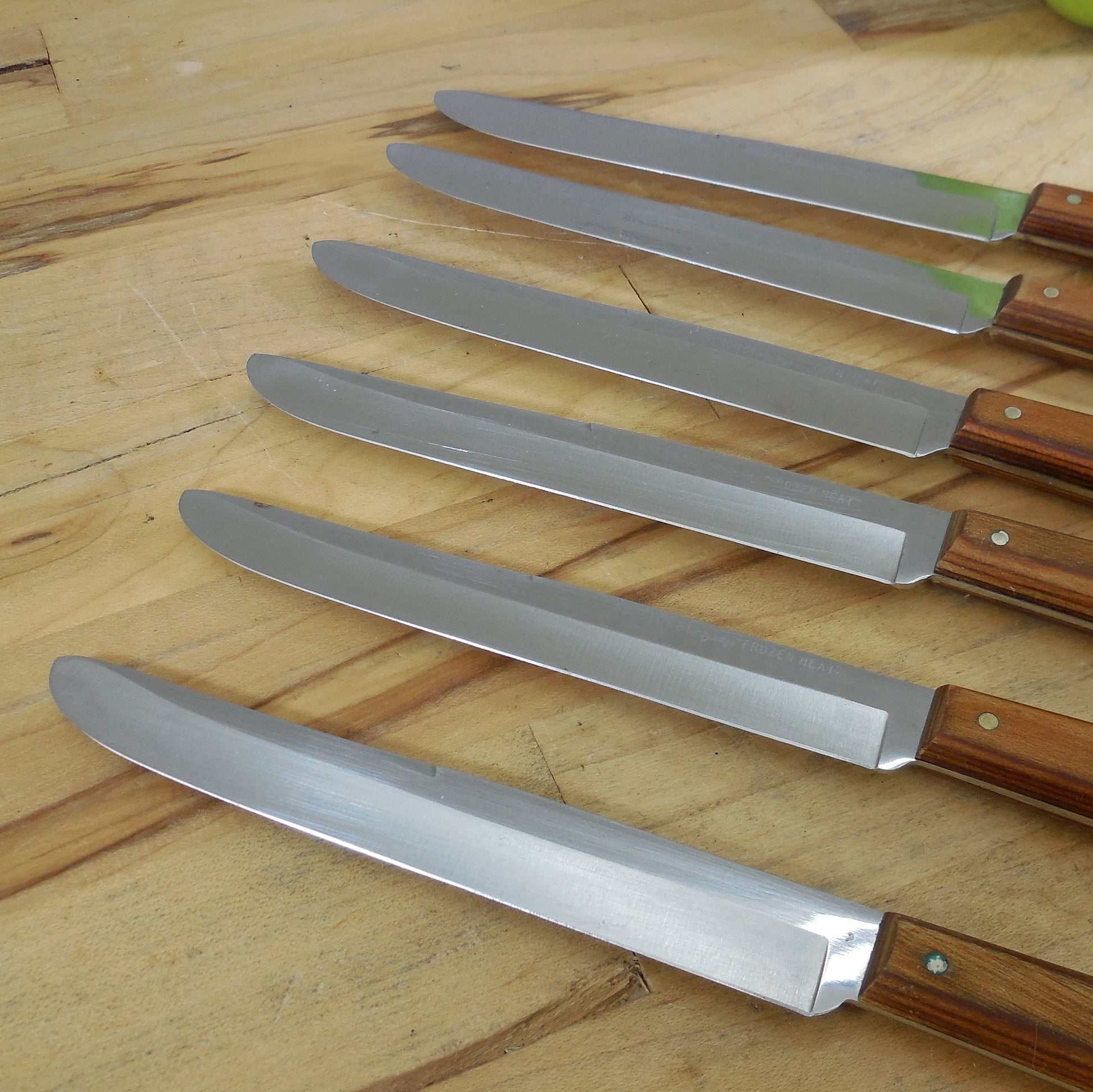 Robeson USA Shuredge 6 Set Steak Knives "Frozen Heat" Stainless Vintage