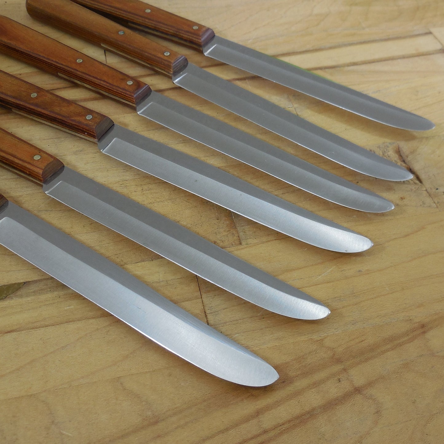 Robeson USA Shuredge 6 Set Steak Knives "Frozen Heat" Stainless Blunt Tip