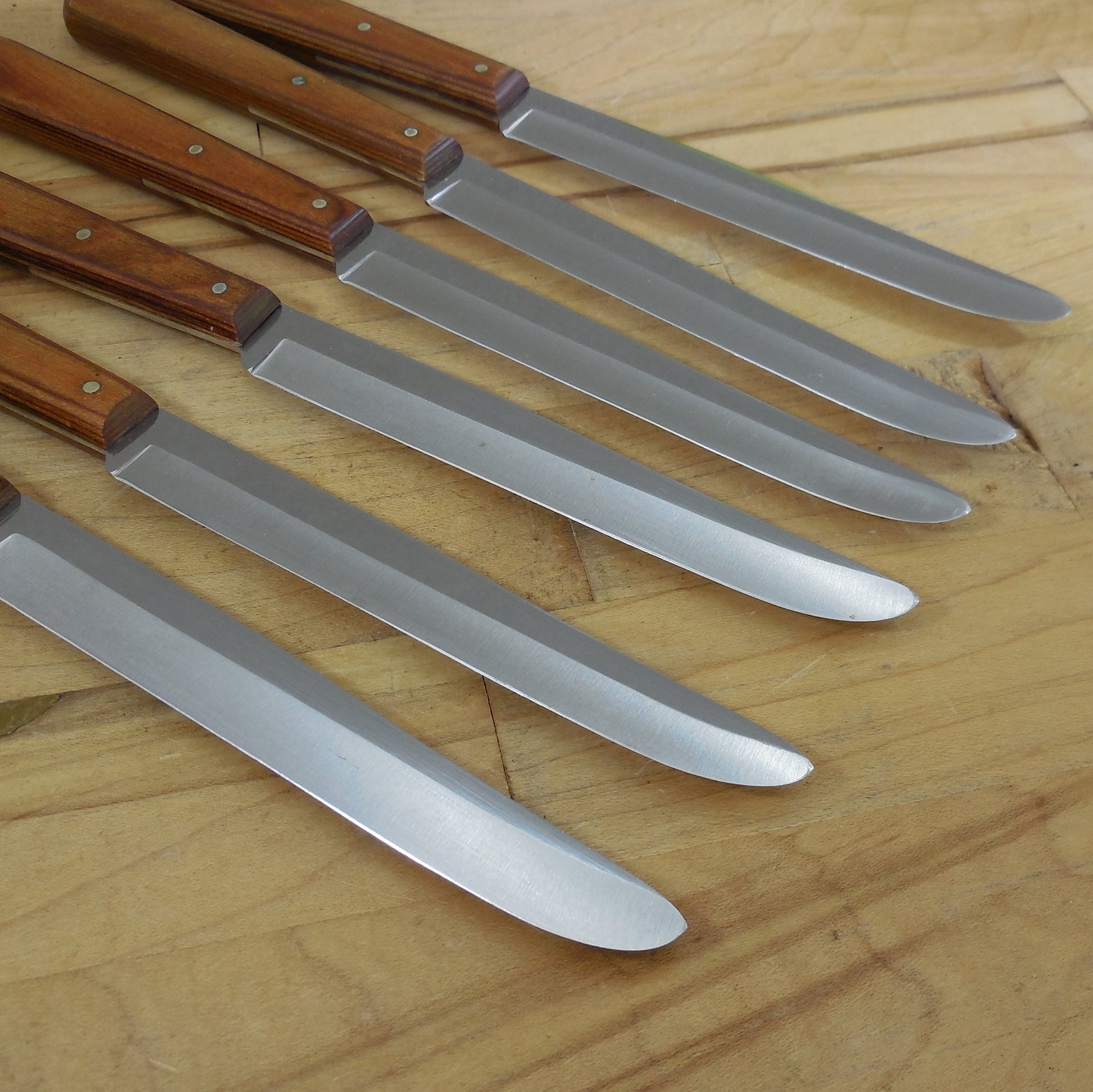 Robeson USA Shuredge 6 Set Steak Knives "Frozen Heat" Stainless Blunt Tip