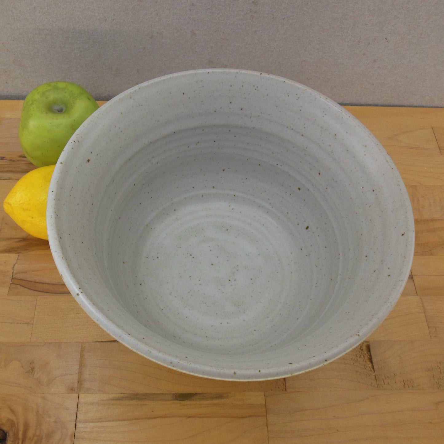 Ross Canada Stoneware Pottery Serving Bowl Blue Band White Vintage