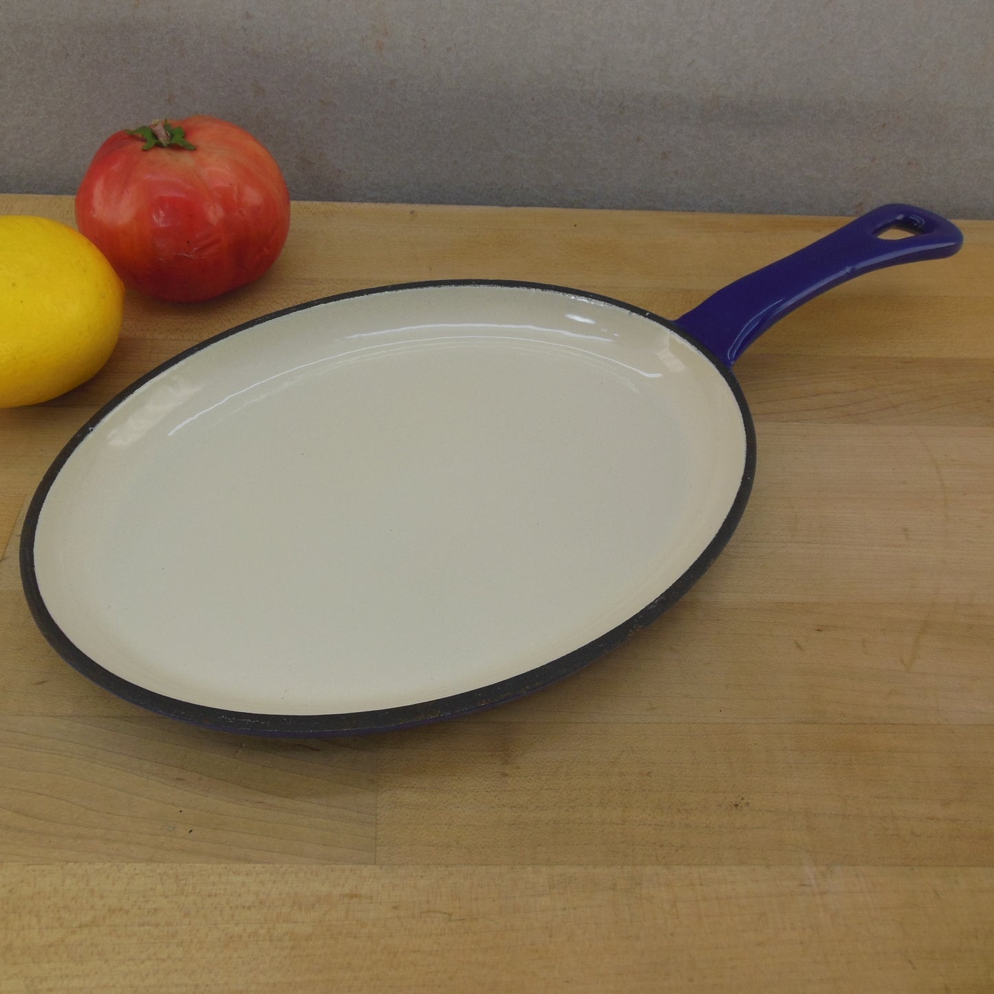 Rachel Ray Blue Enamel Cast Iron Fajita Pan Oval Skillet