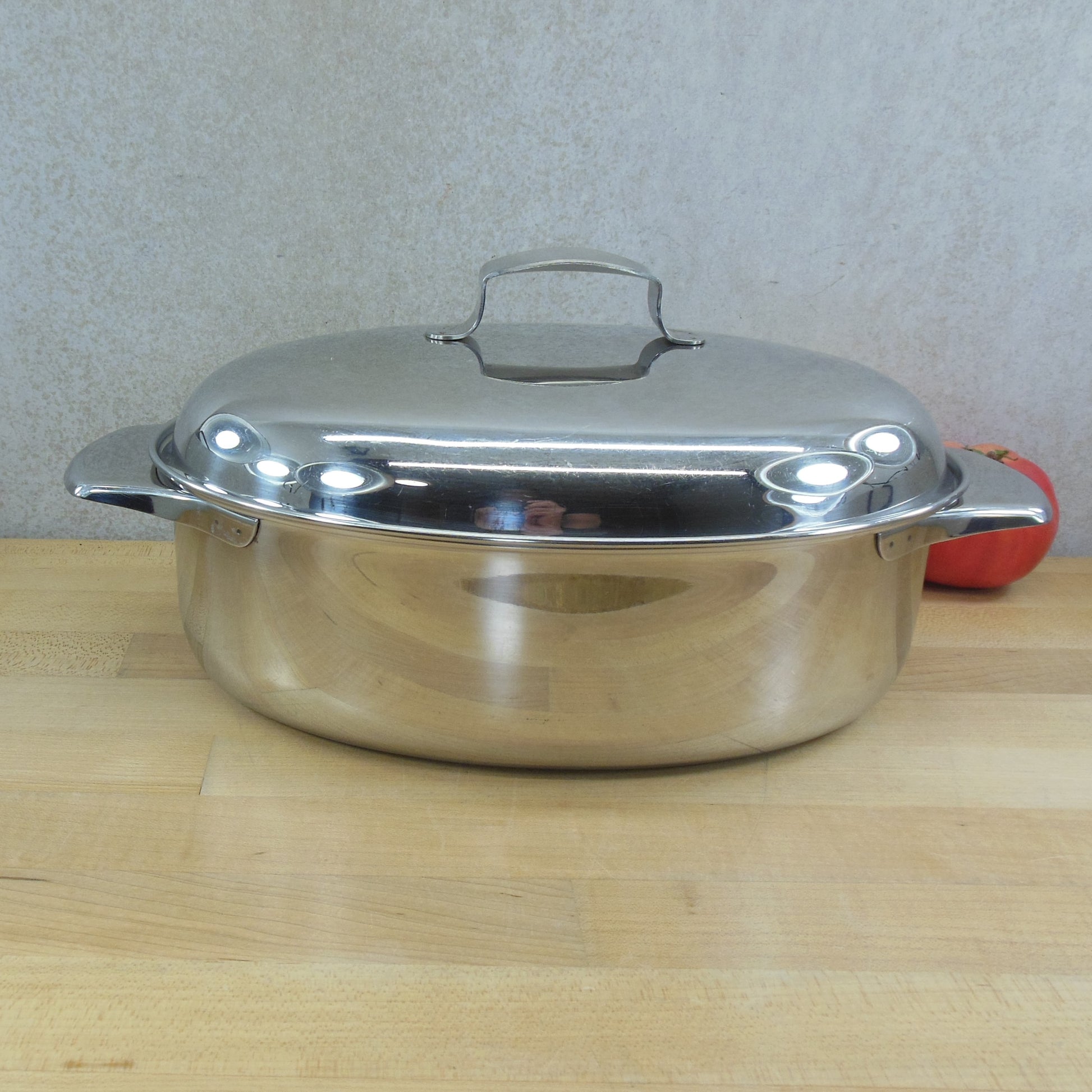 Revere Ware 1950's Stainless Steel Oval Roaster Pot & Lid 4 Quart