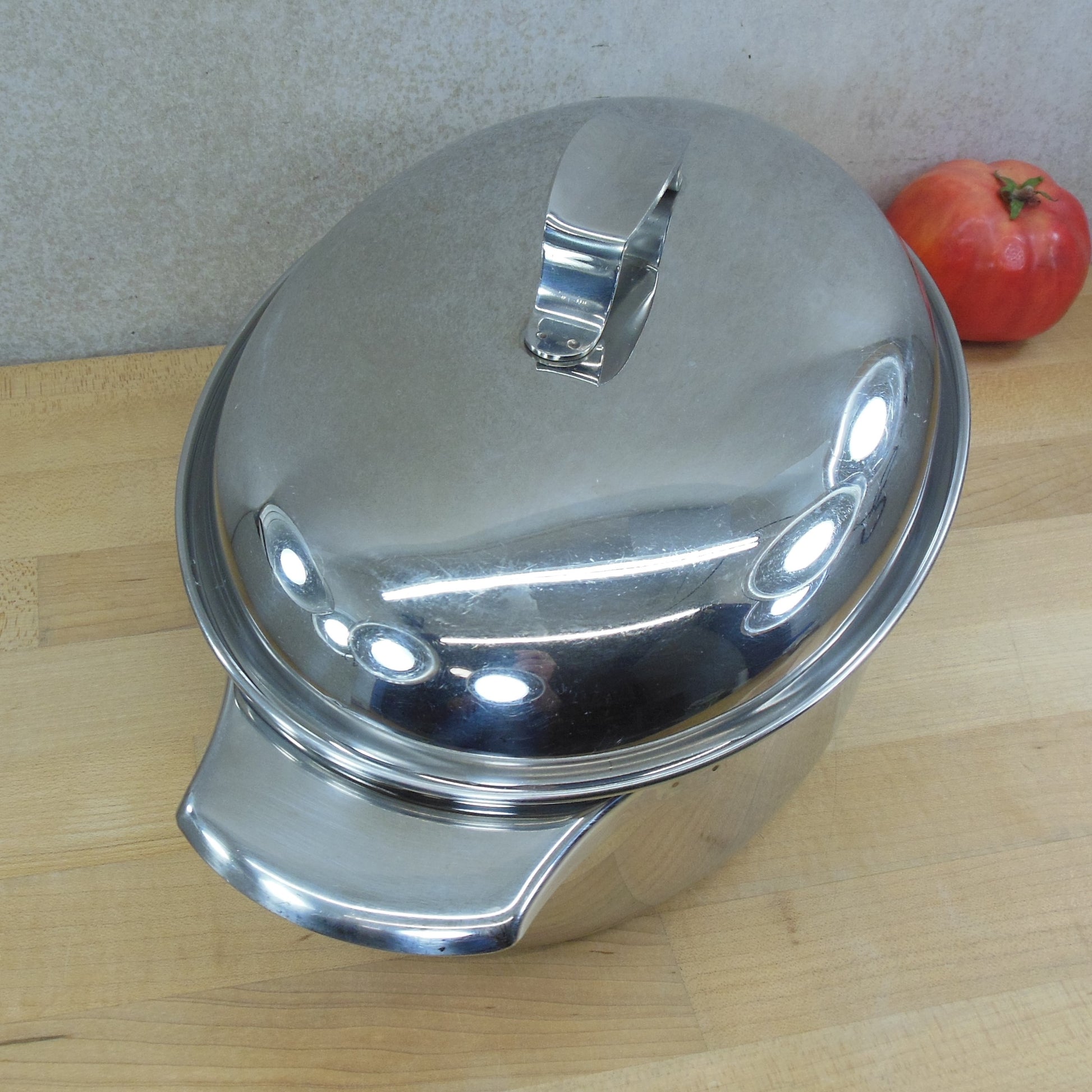 Revere Ware 1950's Stainless Steel Oval Roaster Pot & Lid 4 Quart Vintage