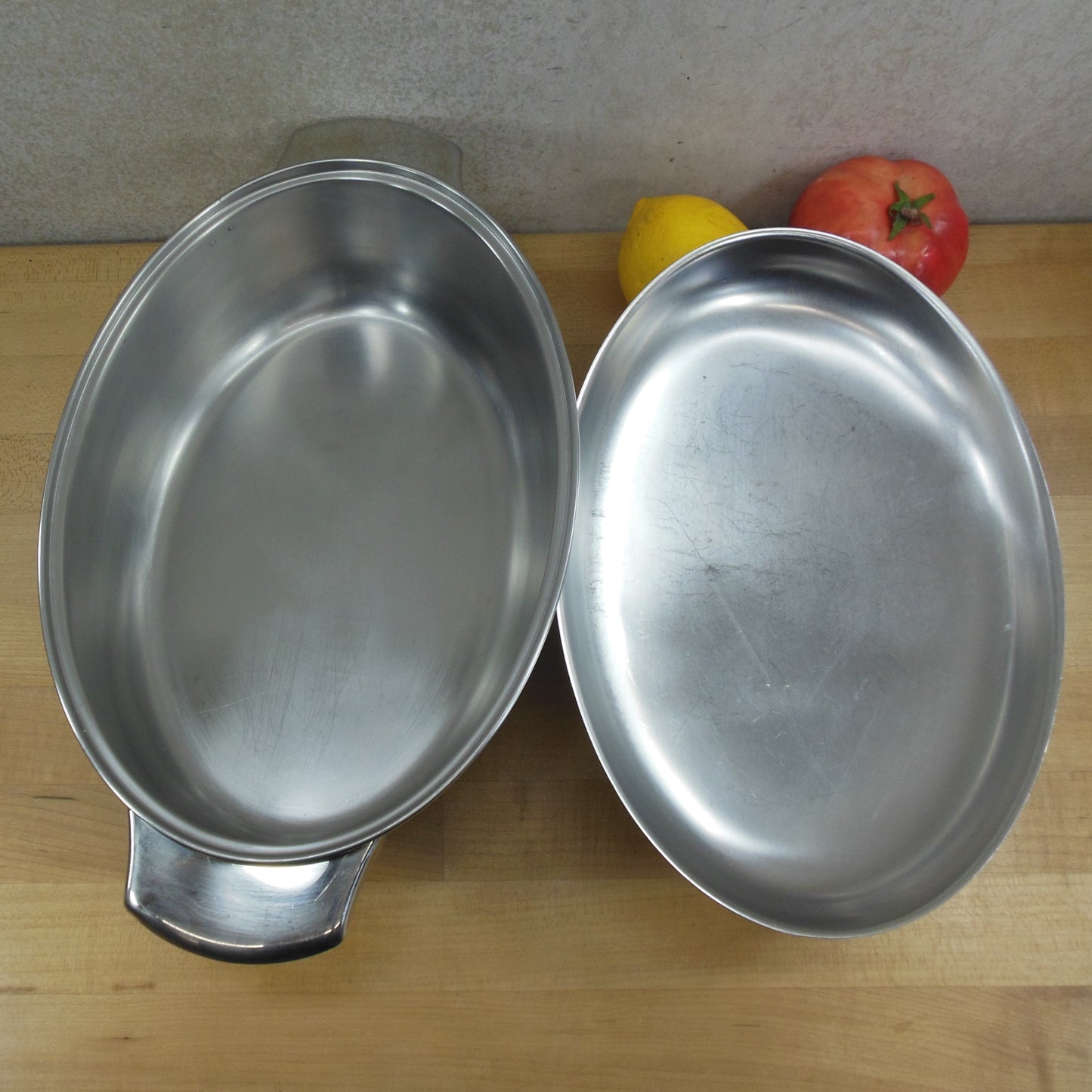 Revere Ware 1950's Stainless Steel Oval Roaster Pot & Lid 4 Quart Interior