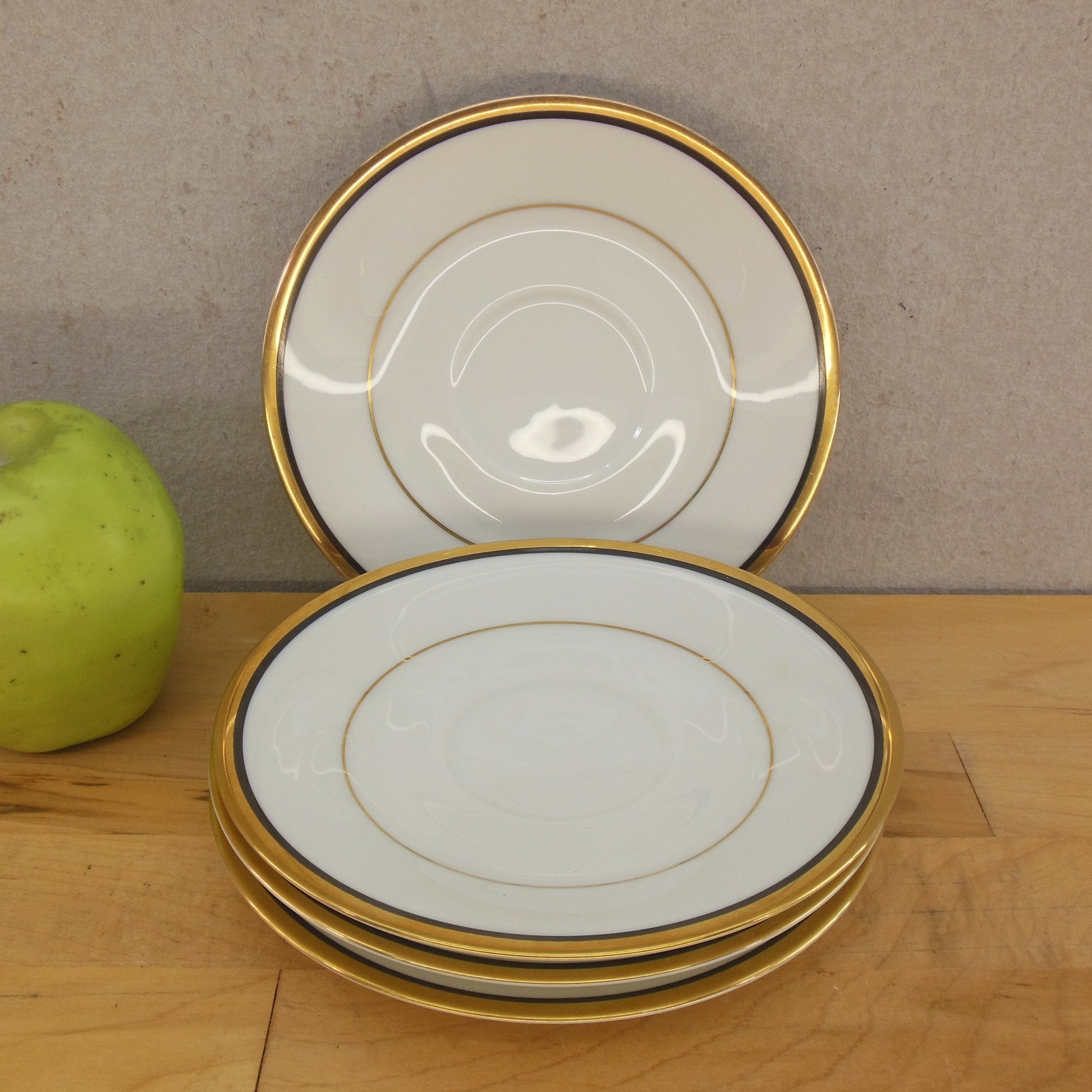 Noritake Japan Elysee Porcelain Gold Rim - Saucers 4 Set