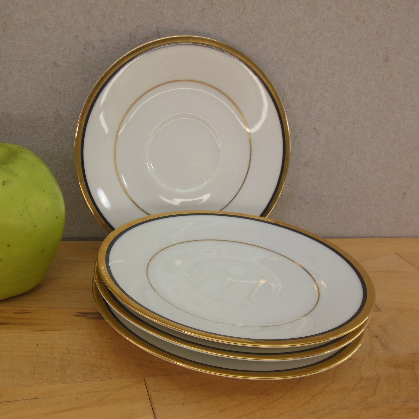 Noritake Japan Elysee Porcelain Gold Rim - Saucers 4 Set Vintage