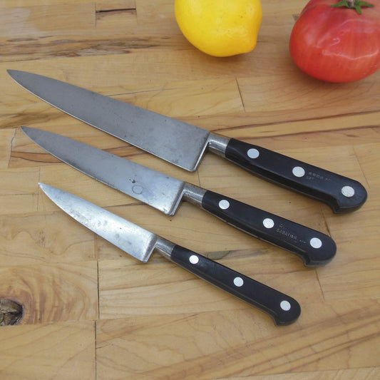 Sabatier France 4 Star Elephant Carbon Steel Chef Knives 3 Set 4" 6" 8"