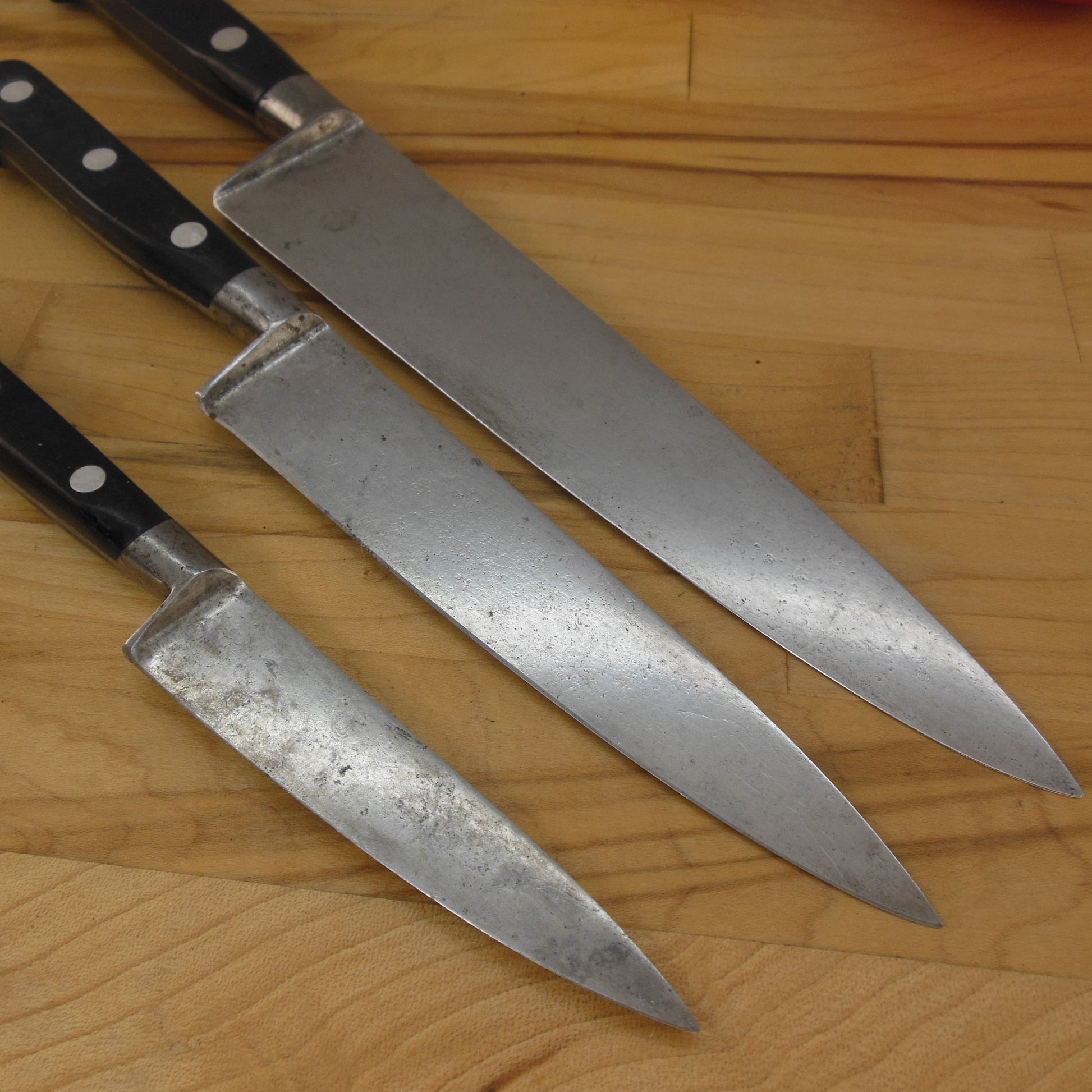 Sabatier France 4 Star Elephant Carbon Steel Chef Knives 3 Set 4" 6" 8" used
