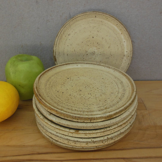 Signed Sal Stoneware Pottery 6 Set Side Plates 6"