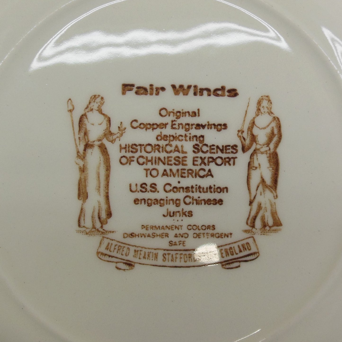 Alfred Meakin England Fair Winds Brown - Bread & Butter Plates 6 Set Vintage Used