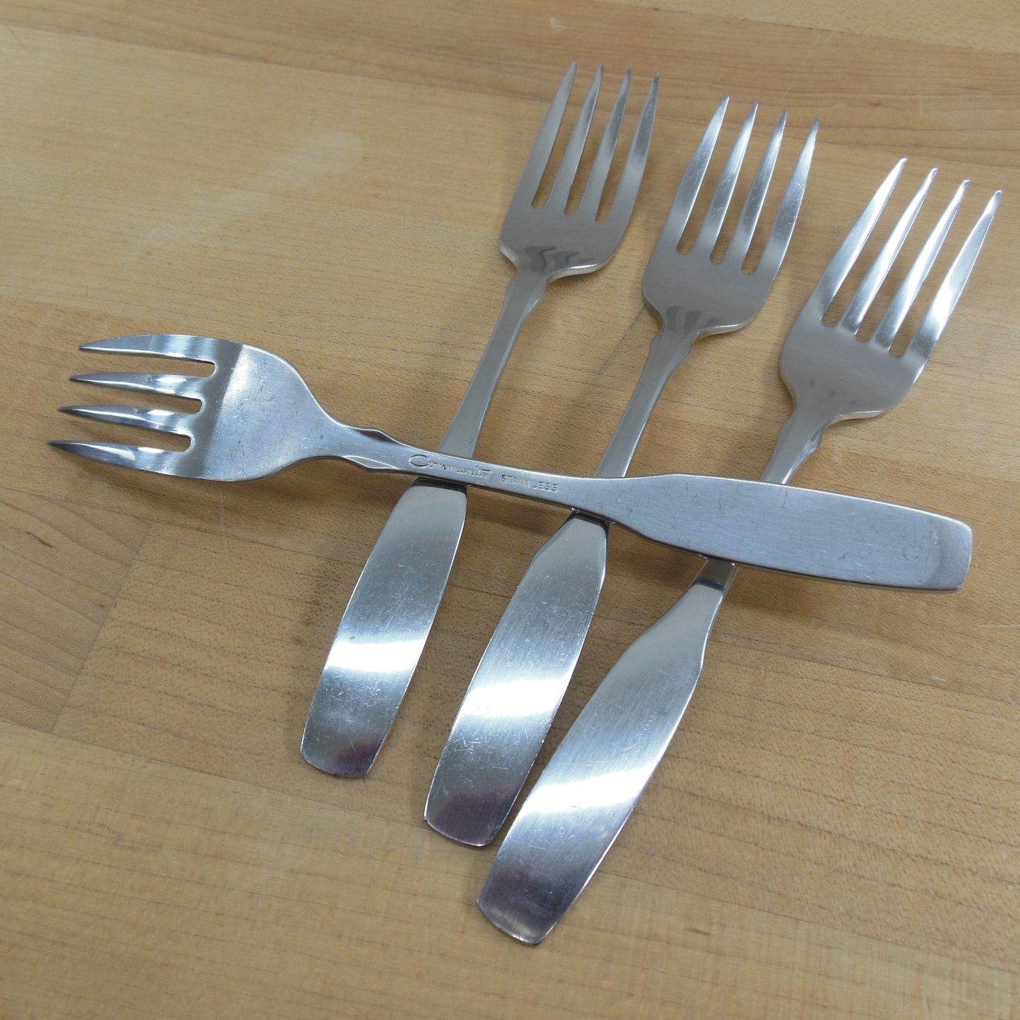 Oneida Community Paul Revere Stainless Flatware - 4 Set Salad Forks Used